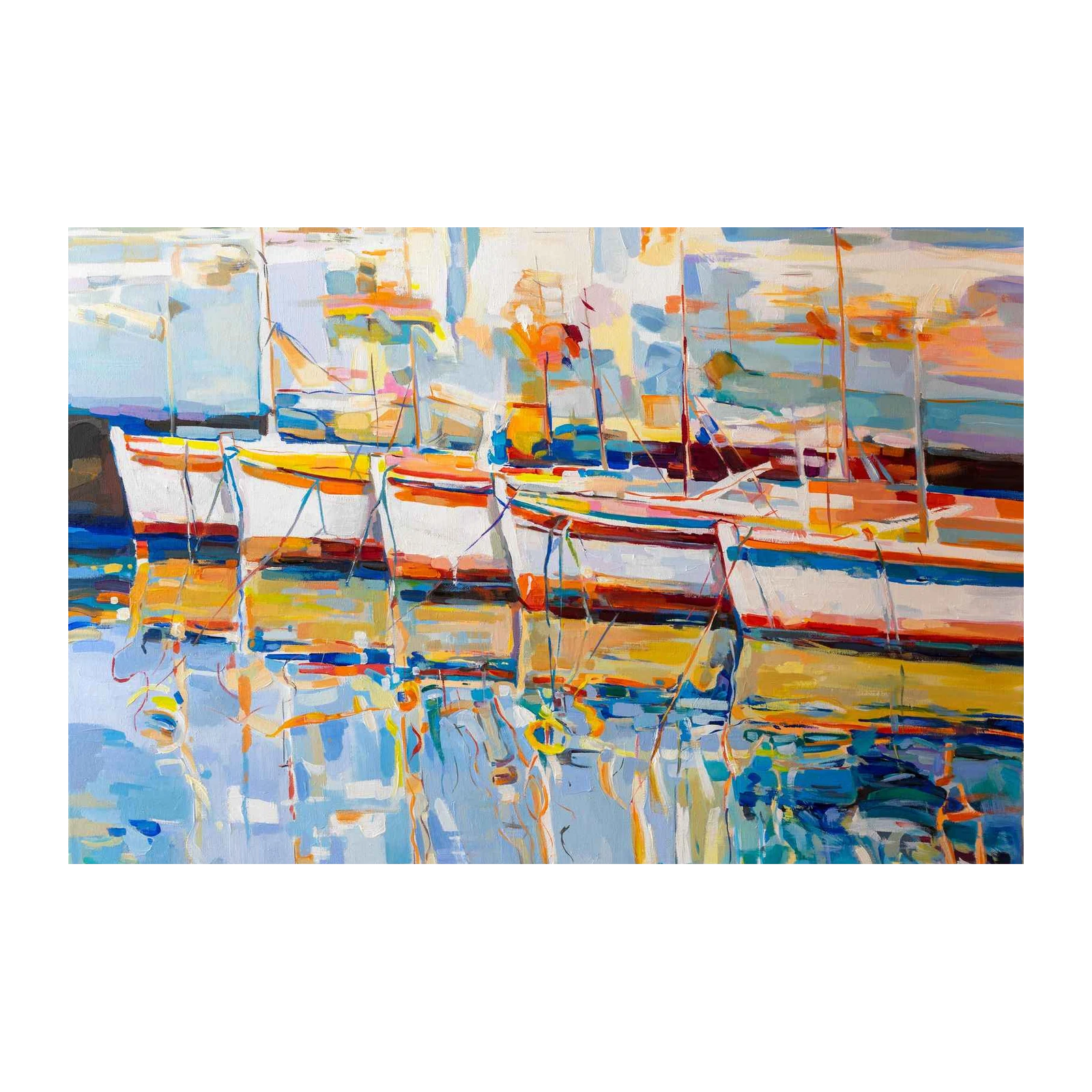 Vibrant Sailboats Impressionist Art Wall Art
