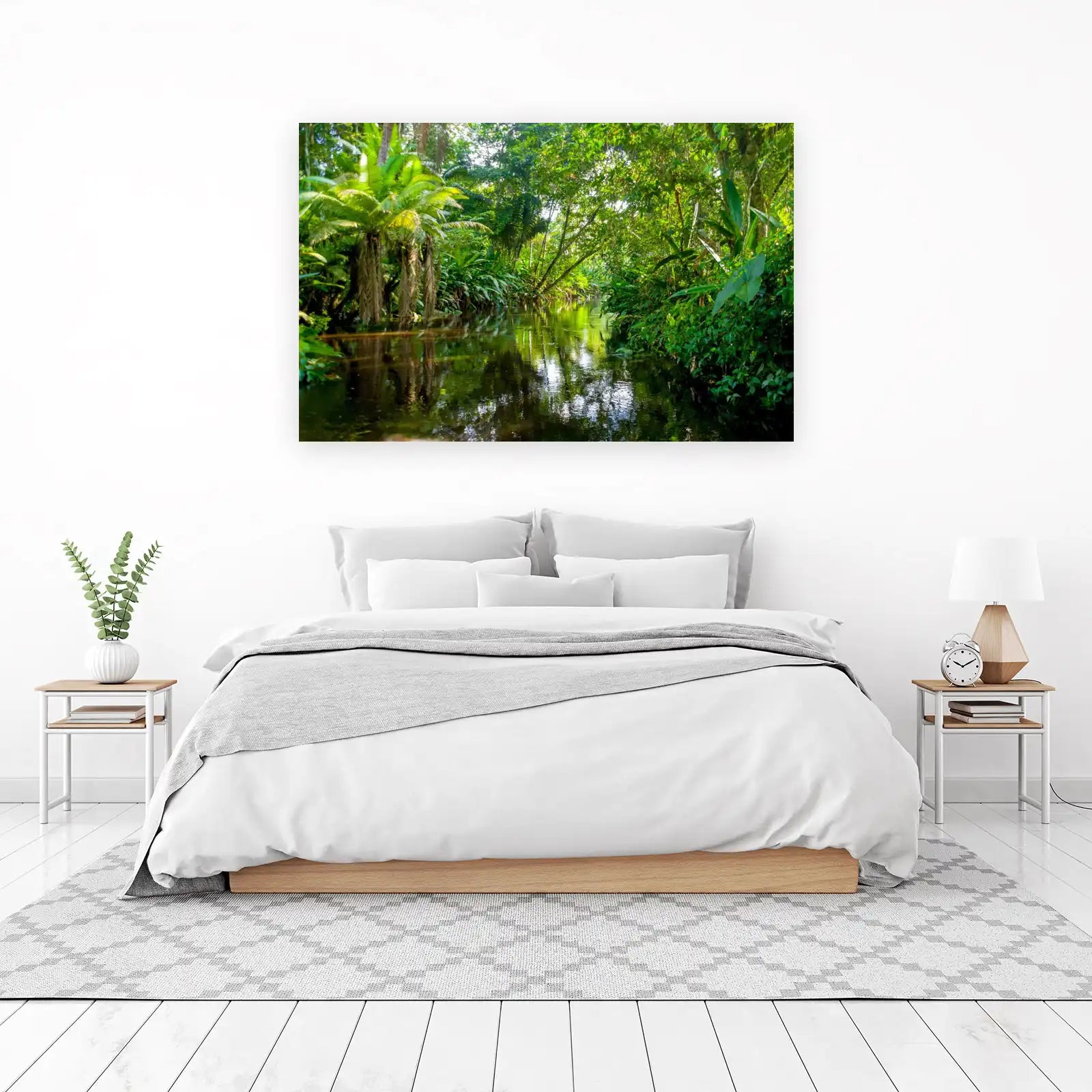 Tranquil Jungle River Lush Greenery Wall Art