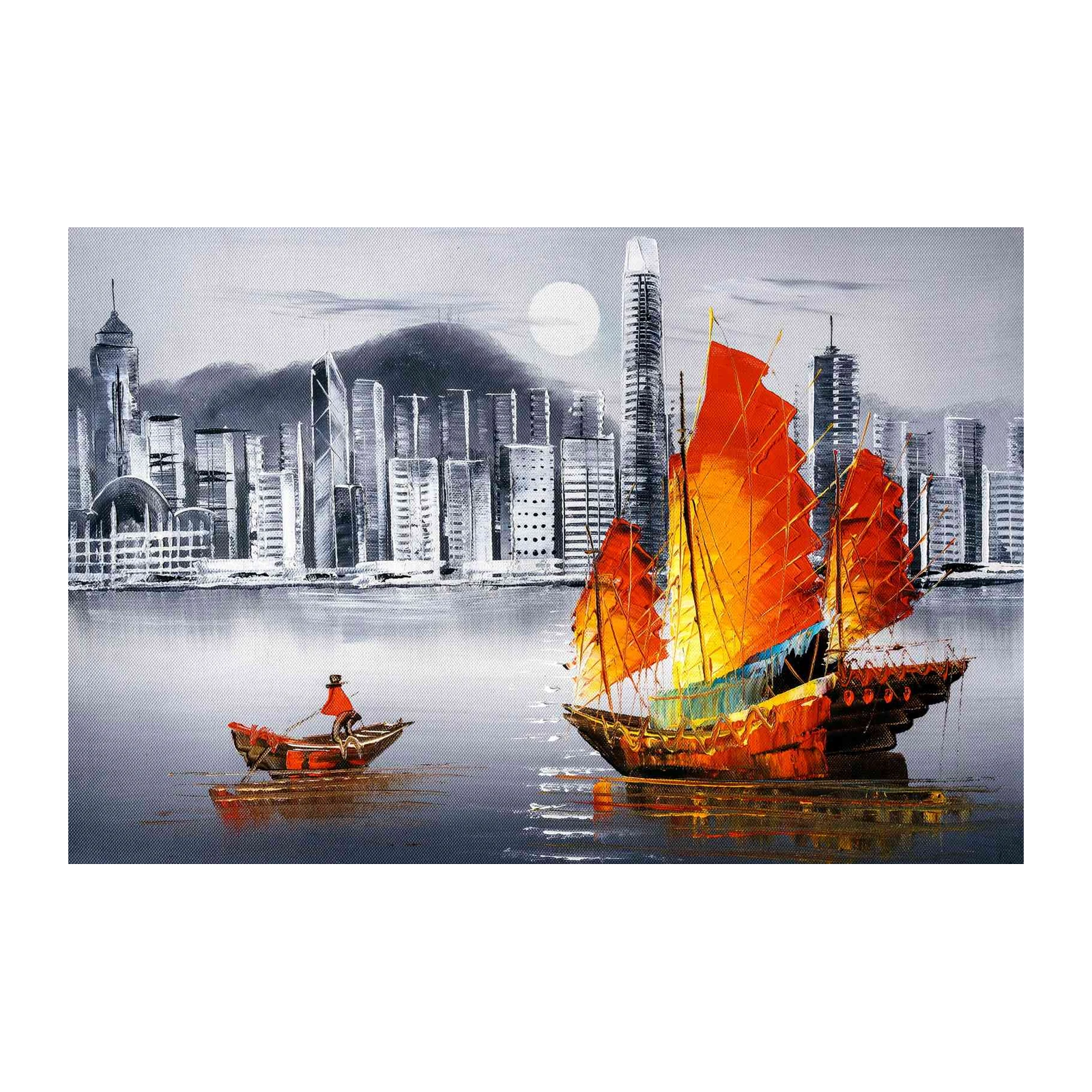 Vibrant Sailboat Cityscape Wall Art