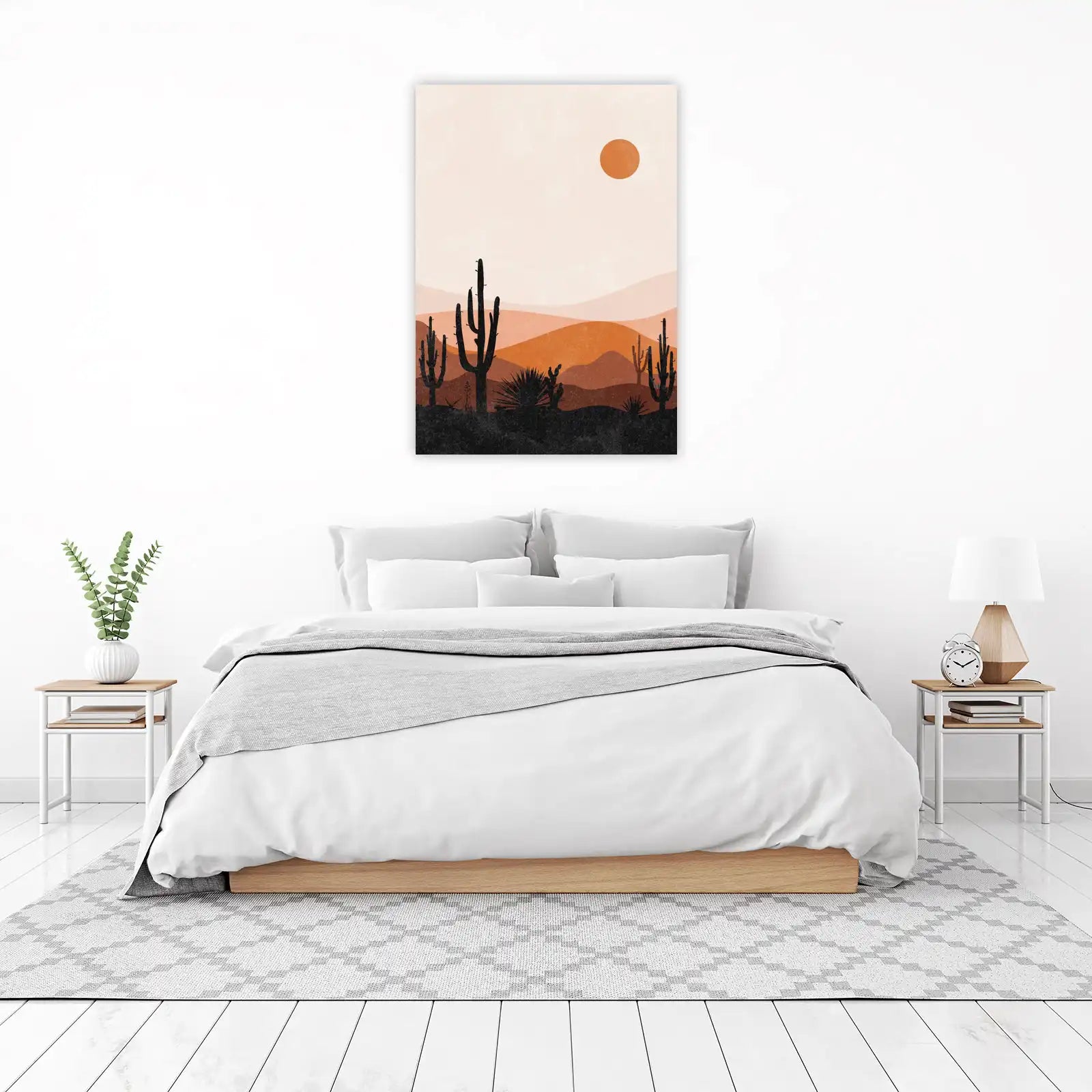 Desert Sunset Cactus Boho Landscape Wall Art