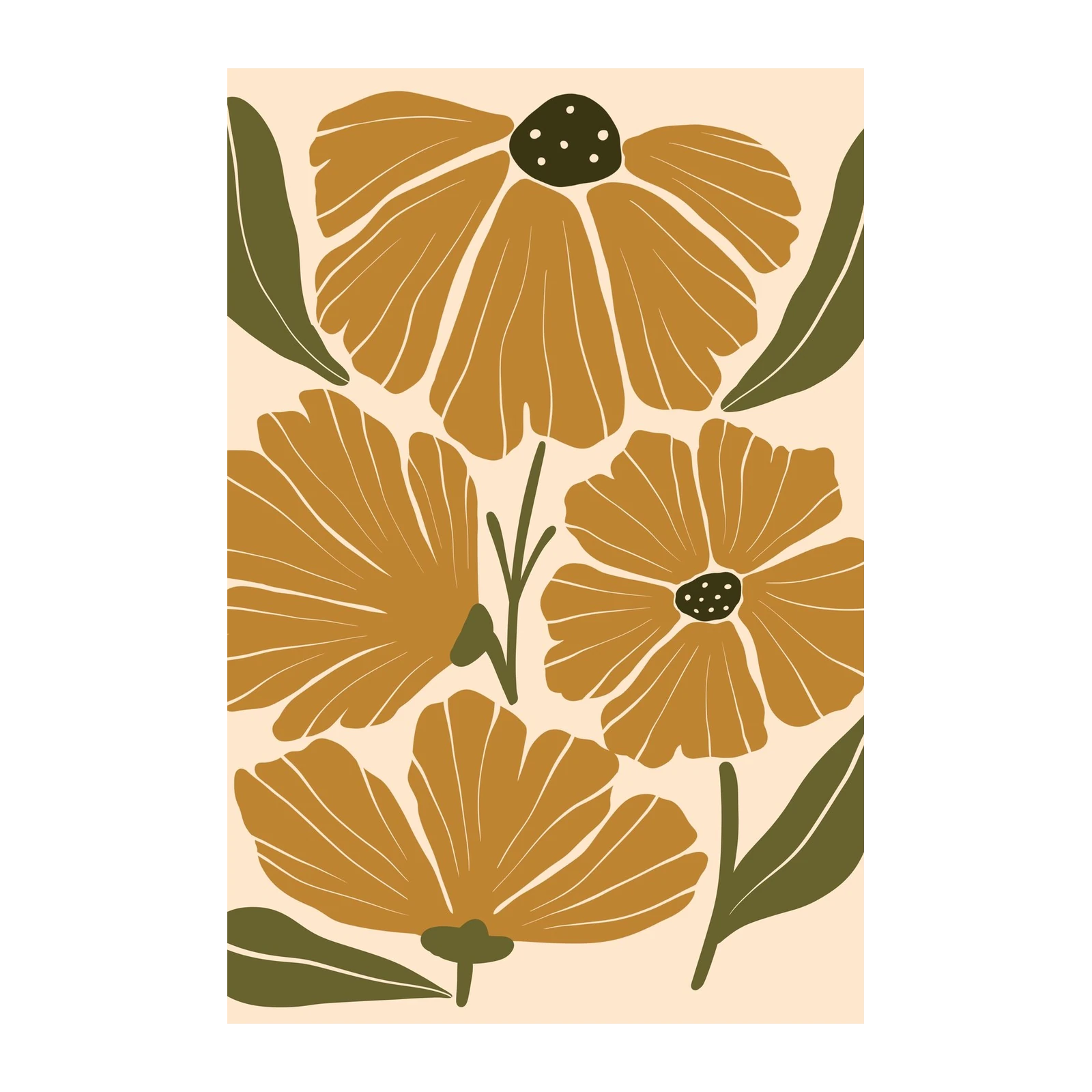 Boho Floral Mid-Century Modern Wall Art