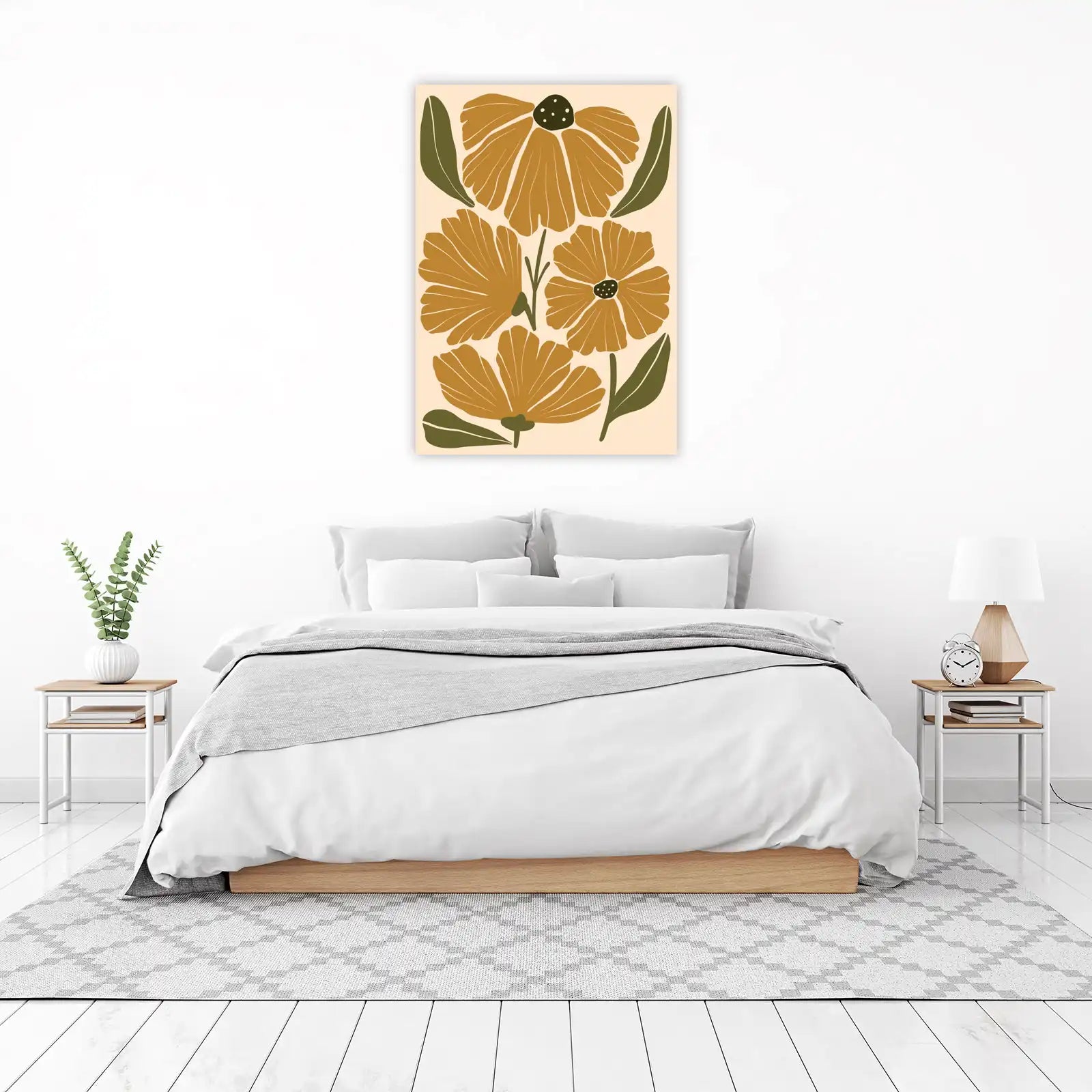 Boho Floral Mid-Century Modern Wall Art