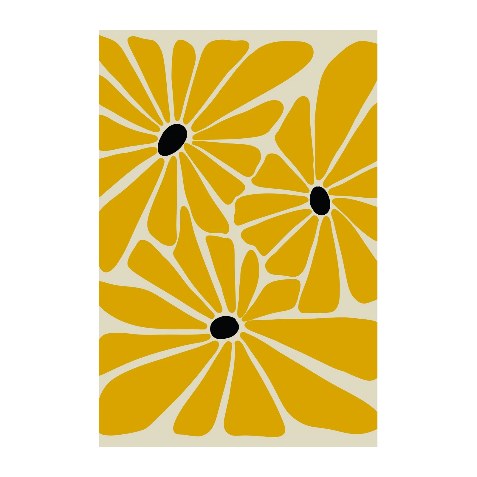 Retro Floral Burst Yellow Wall Art