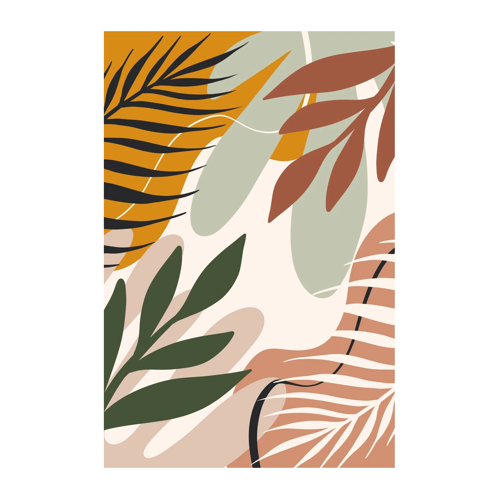 Boho Abstract Botanical Leaf Wall Art
