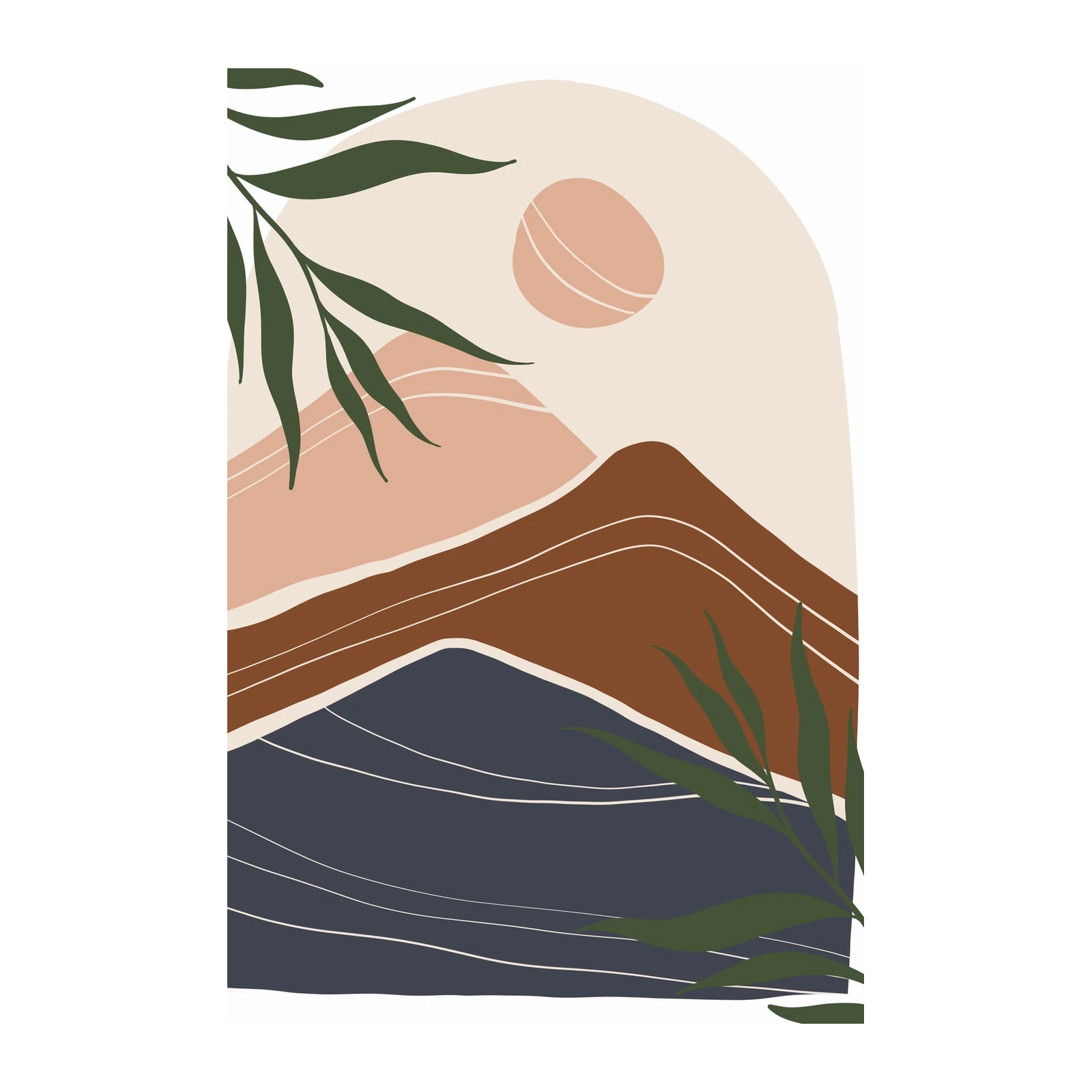 Bohemian Mountain Sun Abstract Wall Art