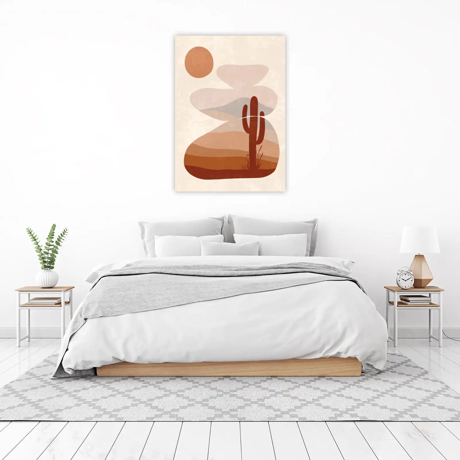 Mid-Century Desert Cactus Sunset Wall Art