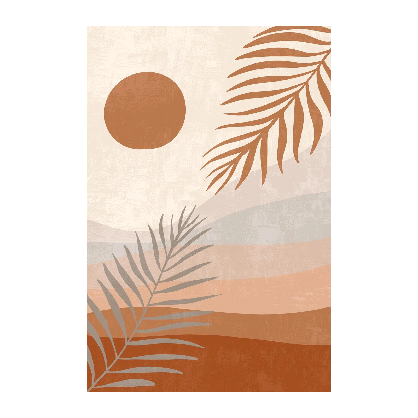 Boho Desert Sun Palm Leaf Wall Art