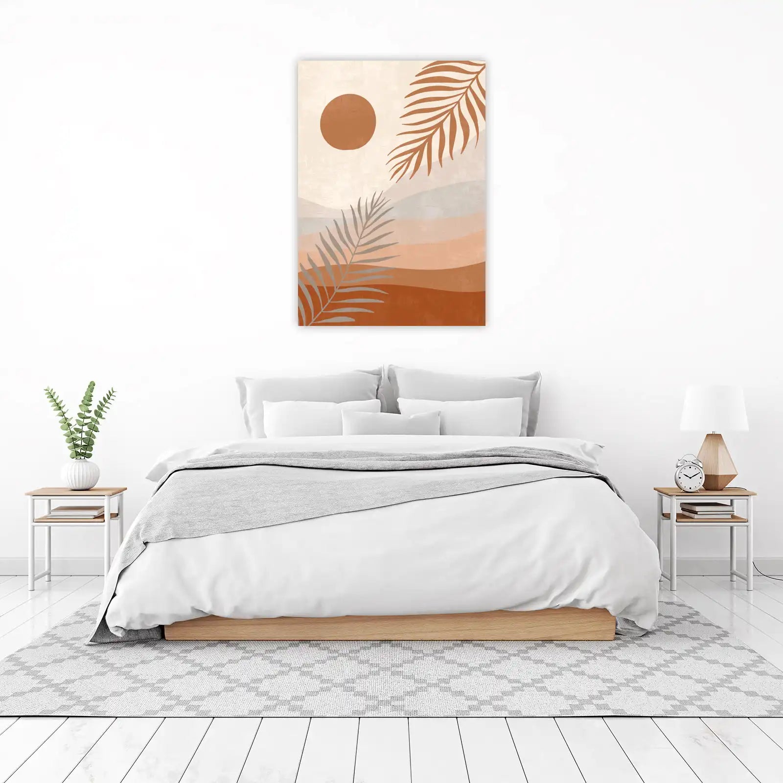 Boho Desert Sun Palm Leaf Wall Art