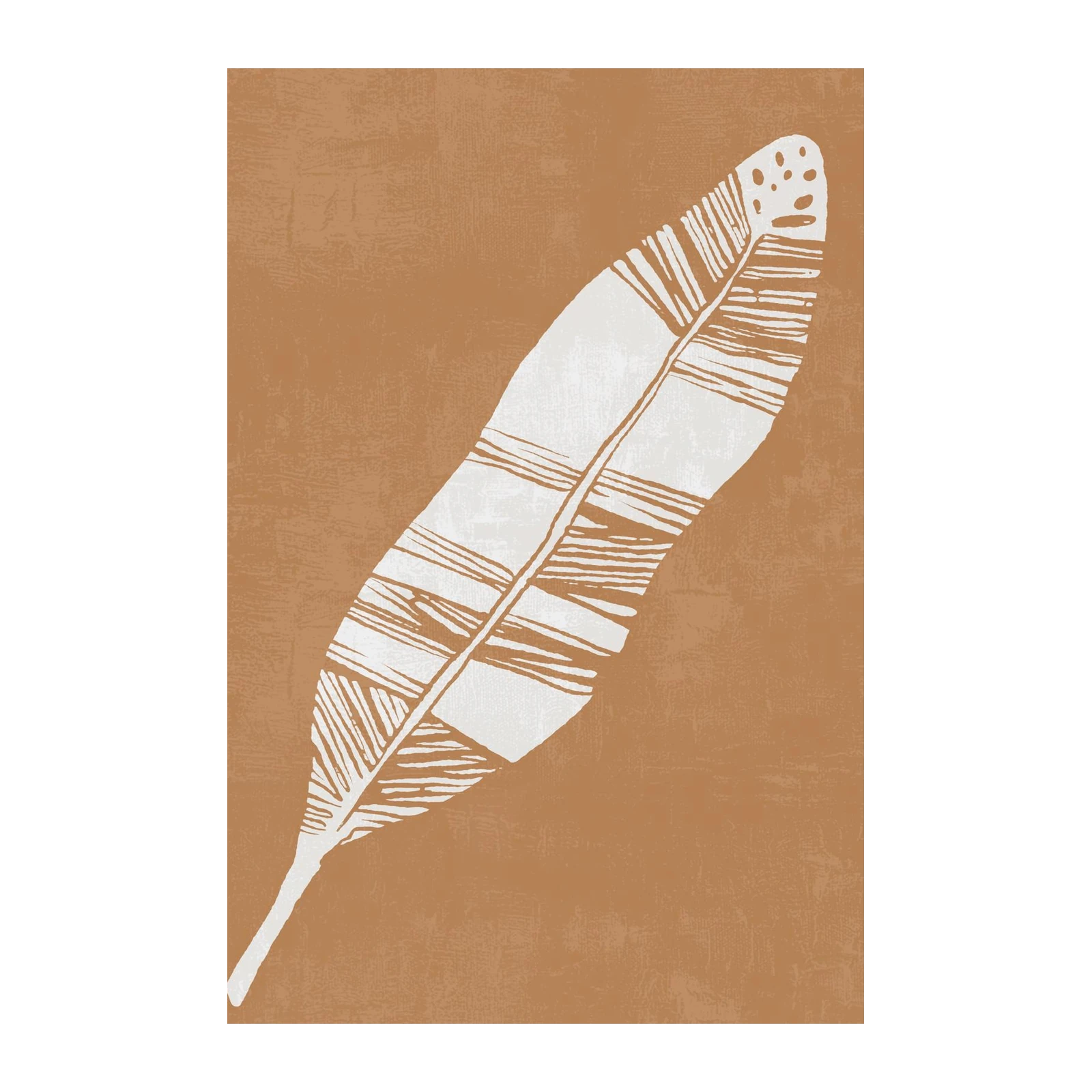 Boho White Feather Abstract Earth Tone Wall Art