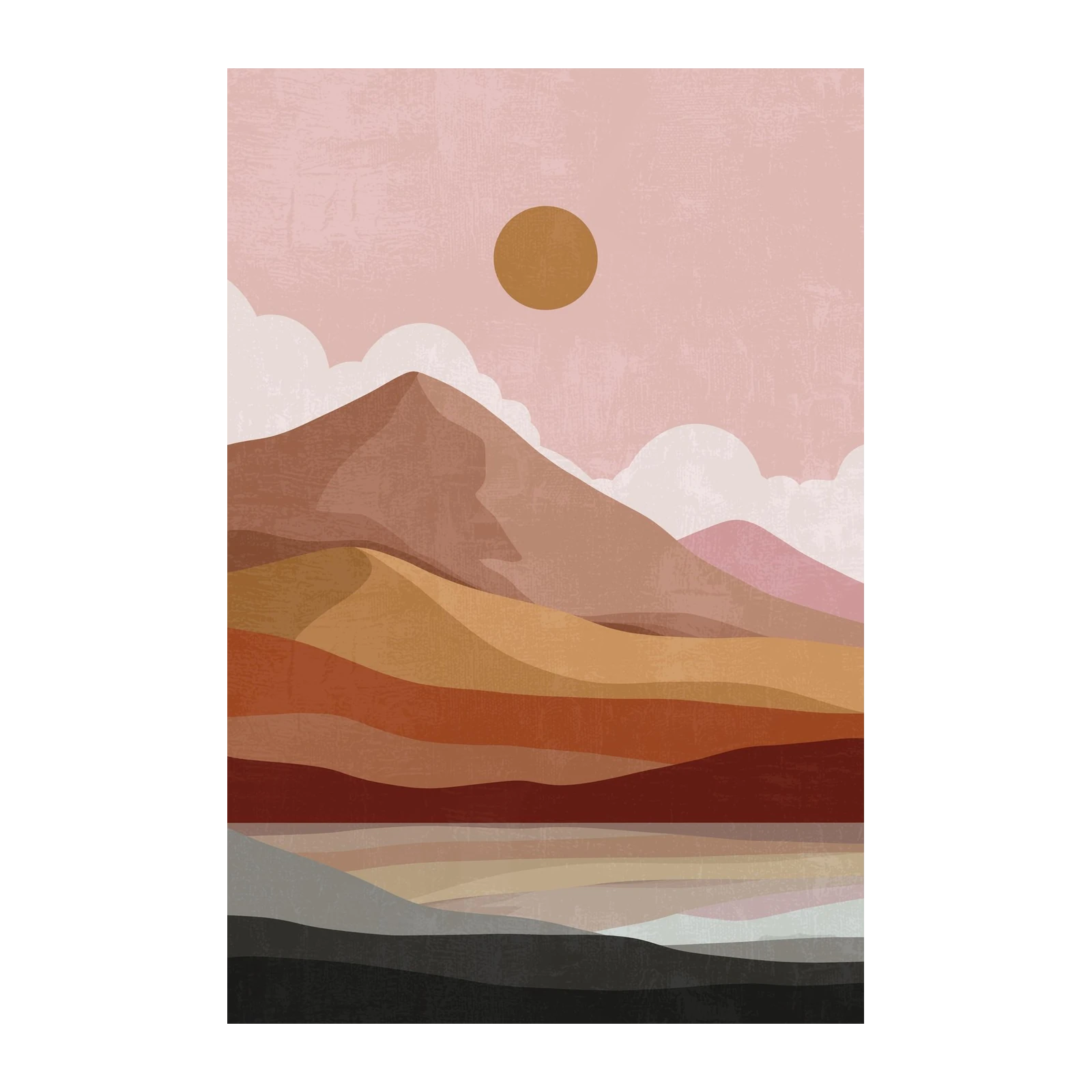 Boho Desert Landscape Sun Clouds Wall Art