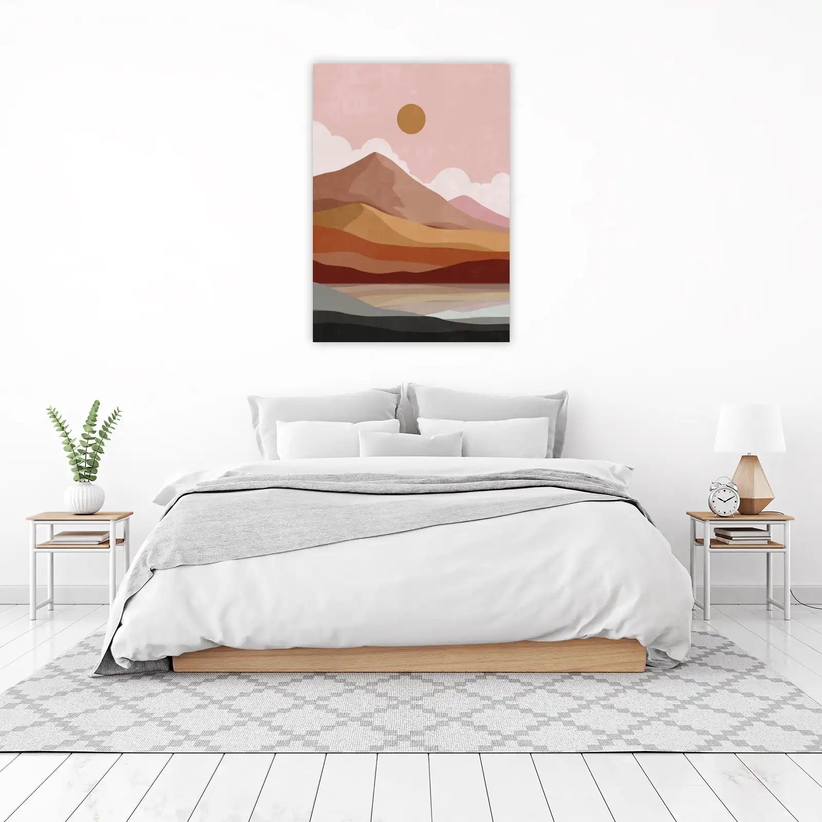 Boho Desert Landscape Sun Clouds Wall Art