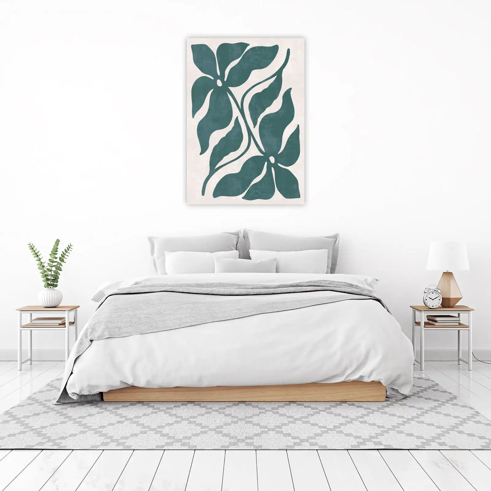 Serene Teal Botanical Abstraction Wall Art