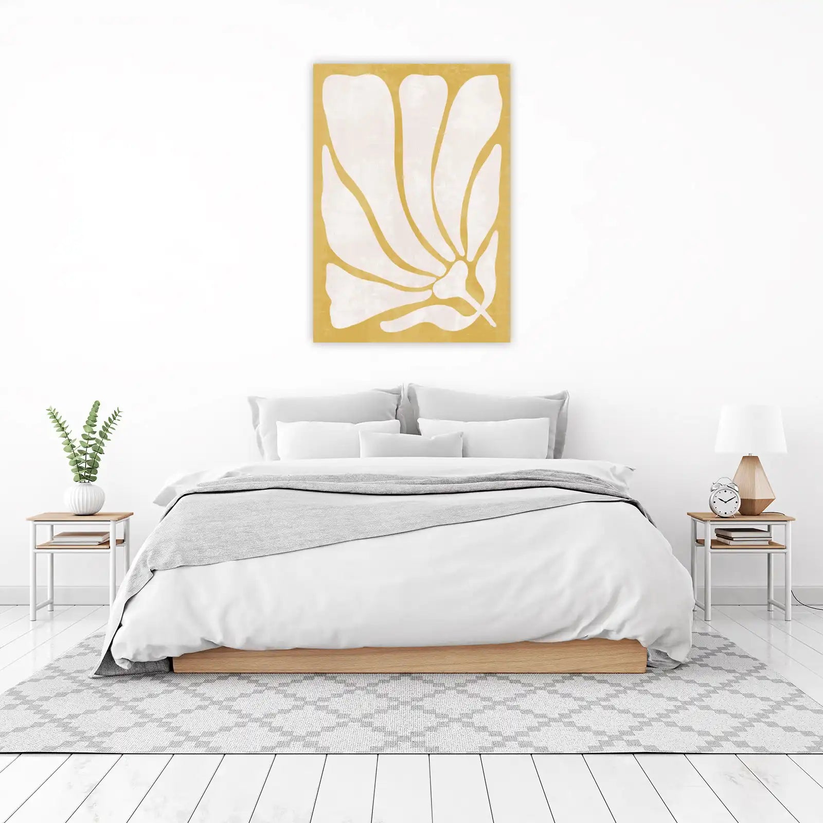 Abstract Floral Mustard Yellow Wall Art