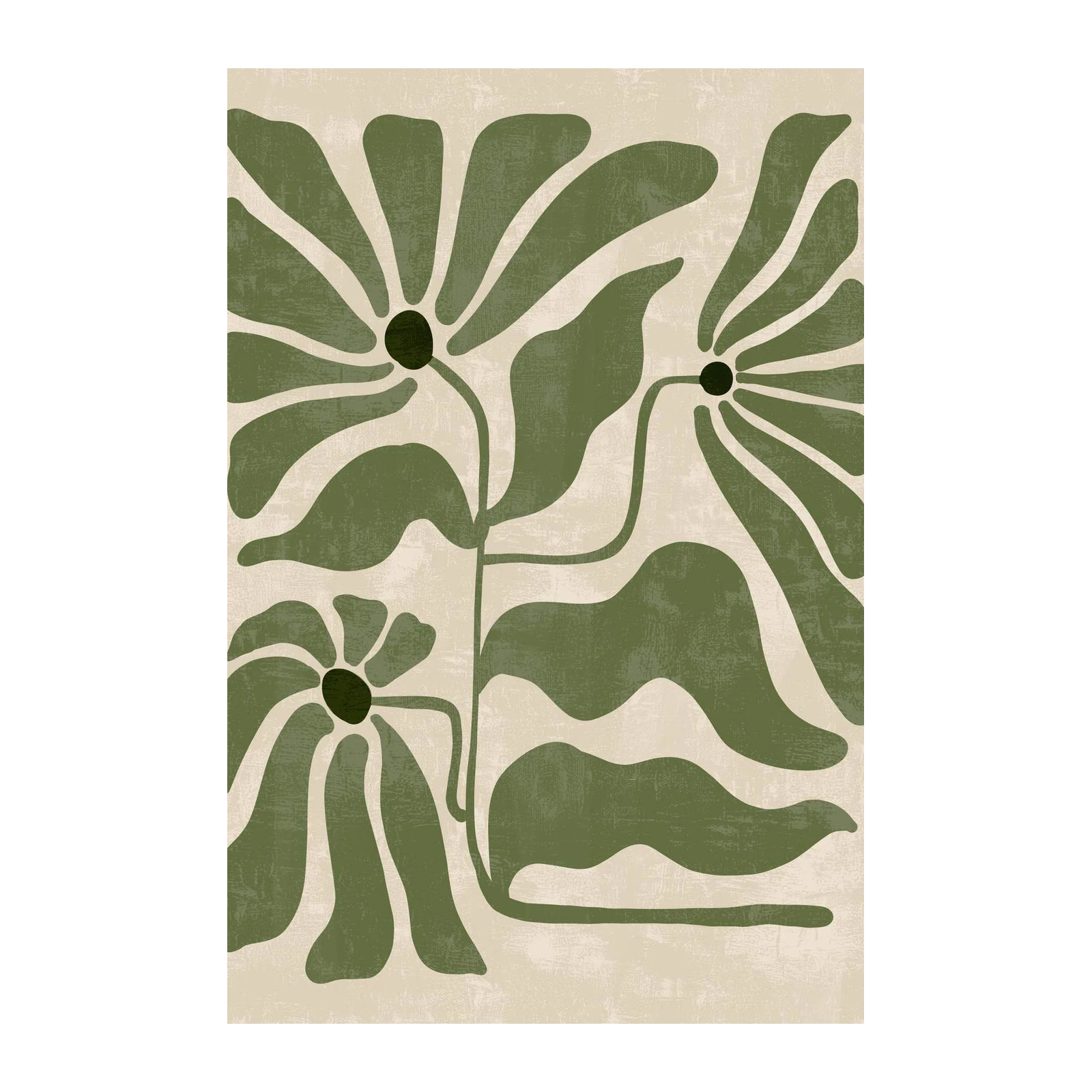 Abstract Green Floral Botanical Wall Art