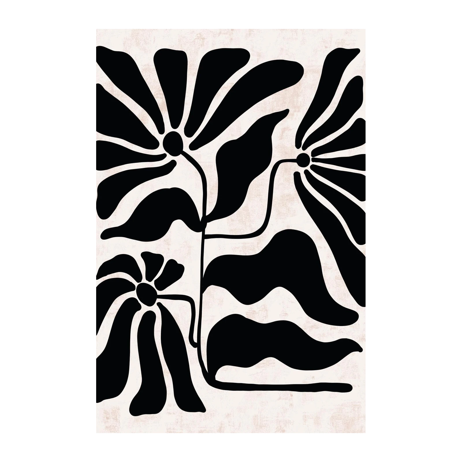 Modern Black Floral Abstract Wall Art