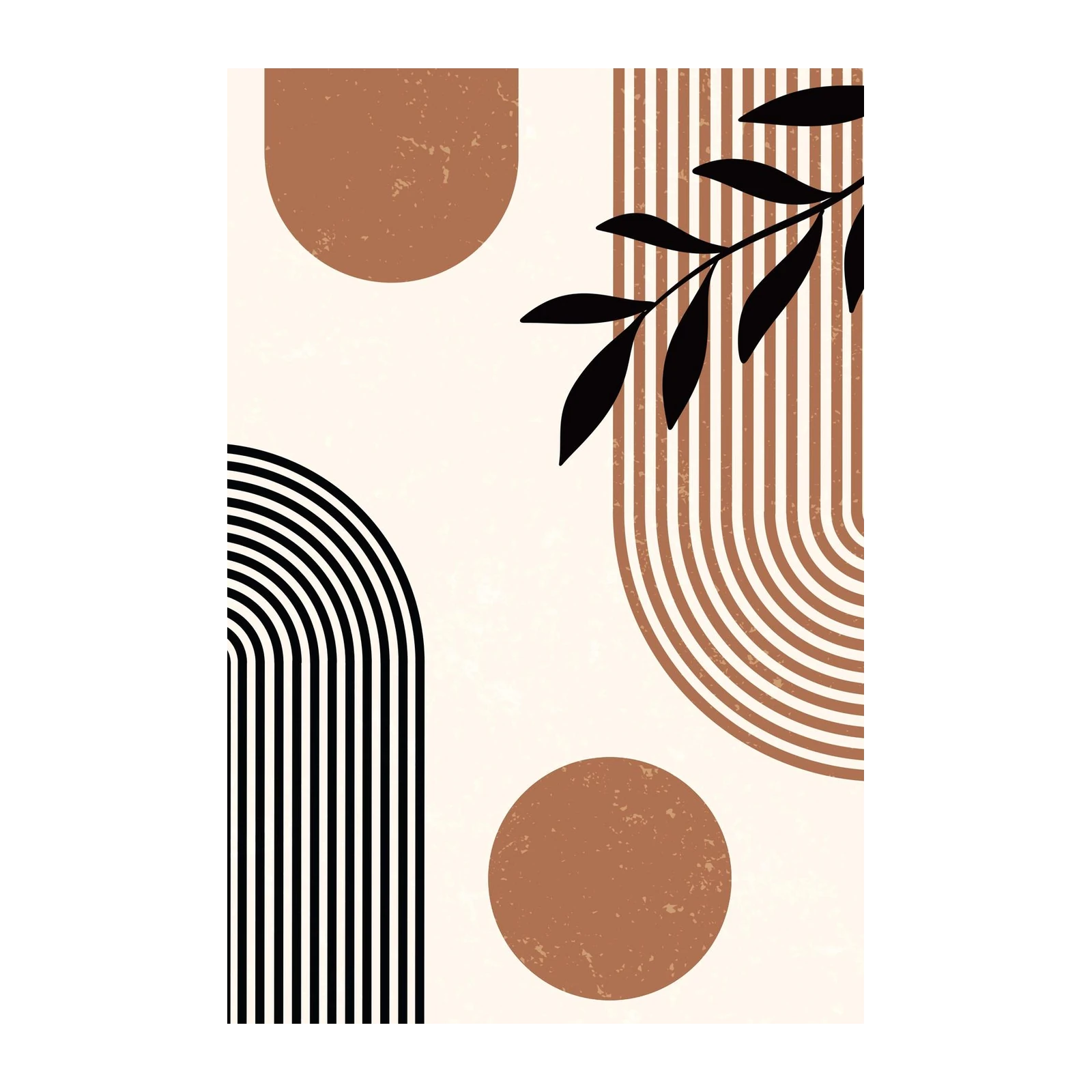 Boho Abstract Arch & Leaf Wall Art