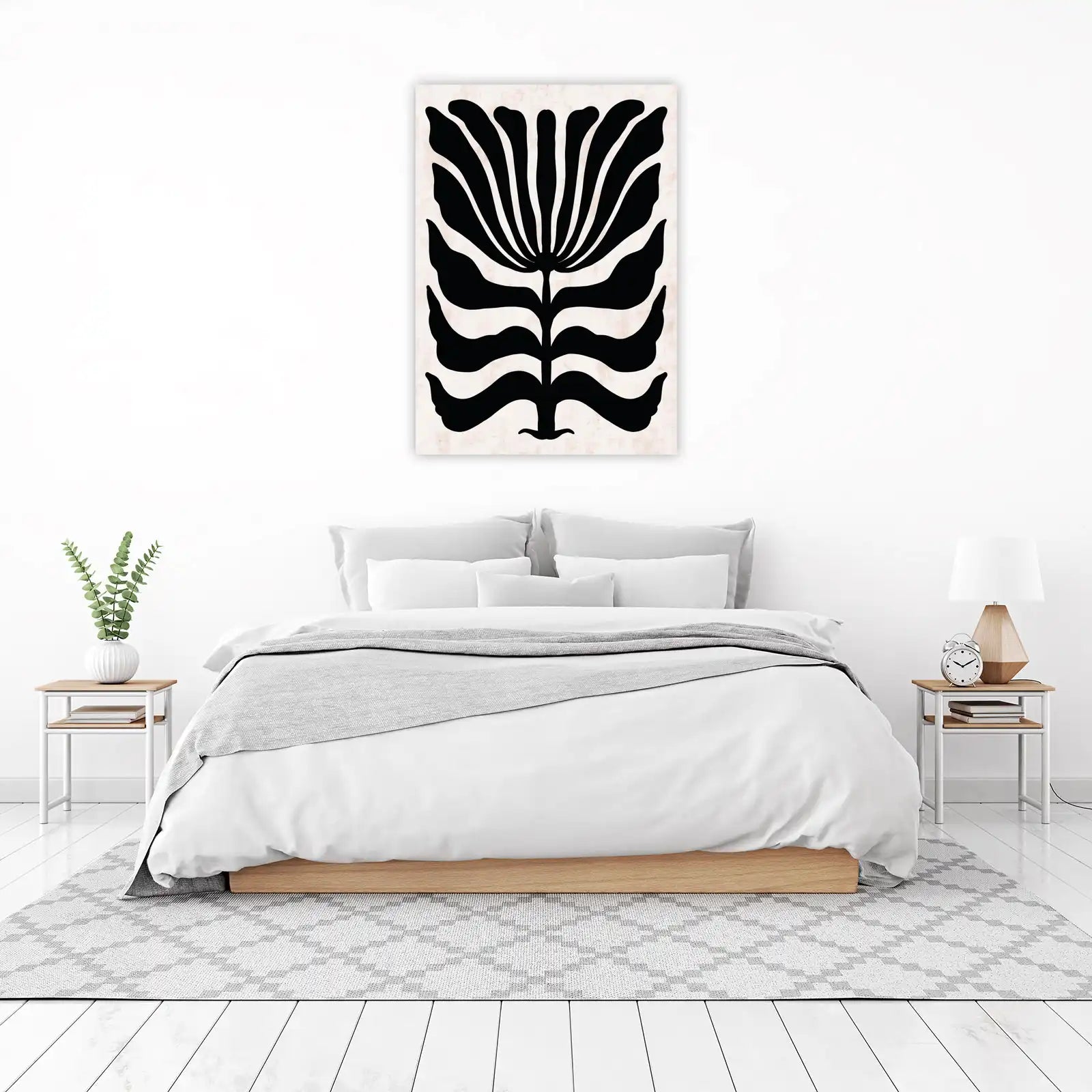 Monochrome Botanical Mid-Century Modern Wall Art