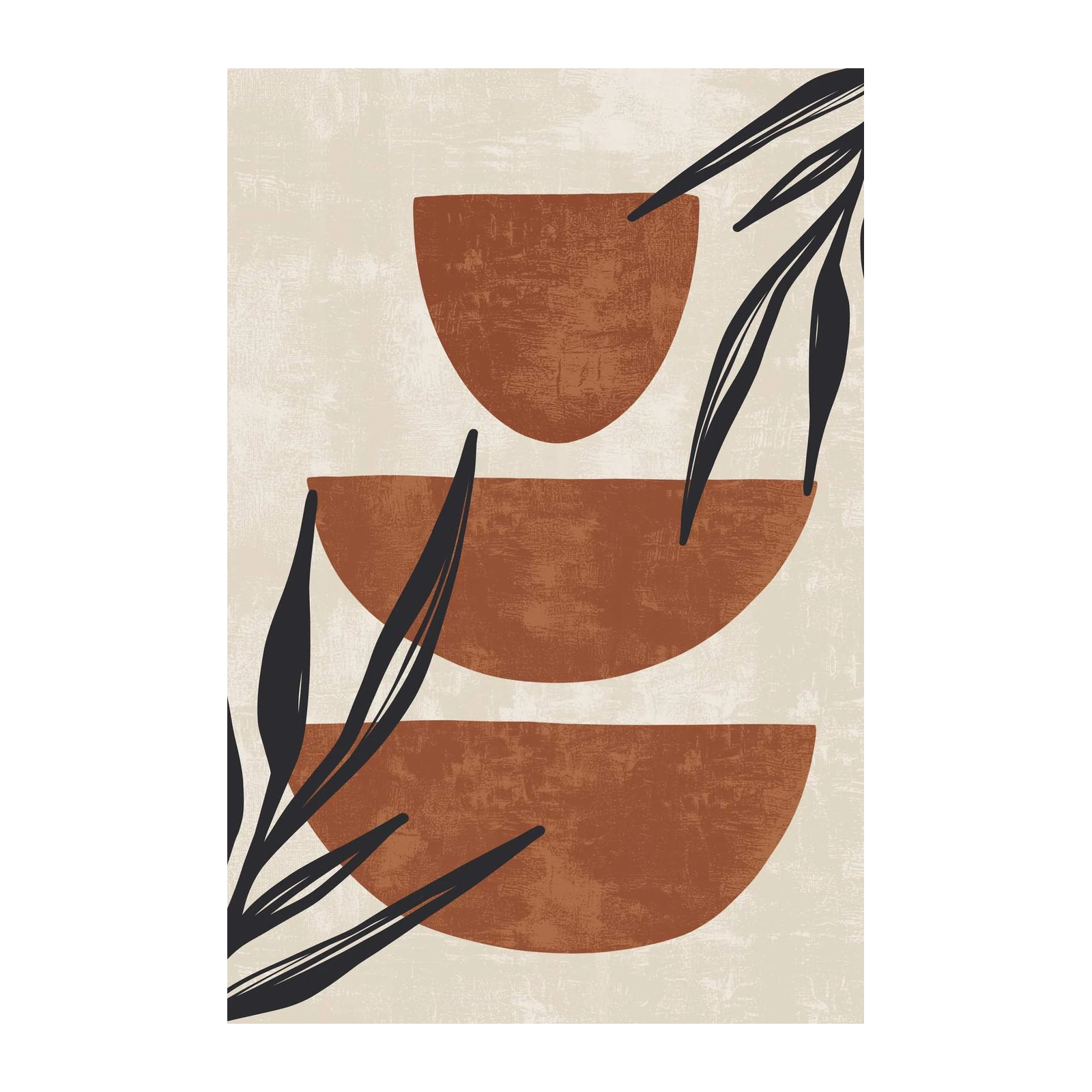 Boho Abstract Terracotta Leaf Wall Art