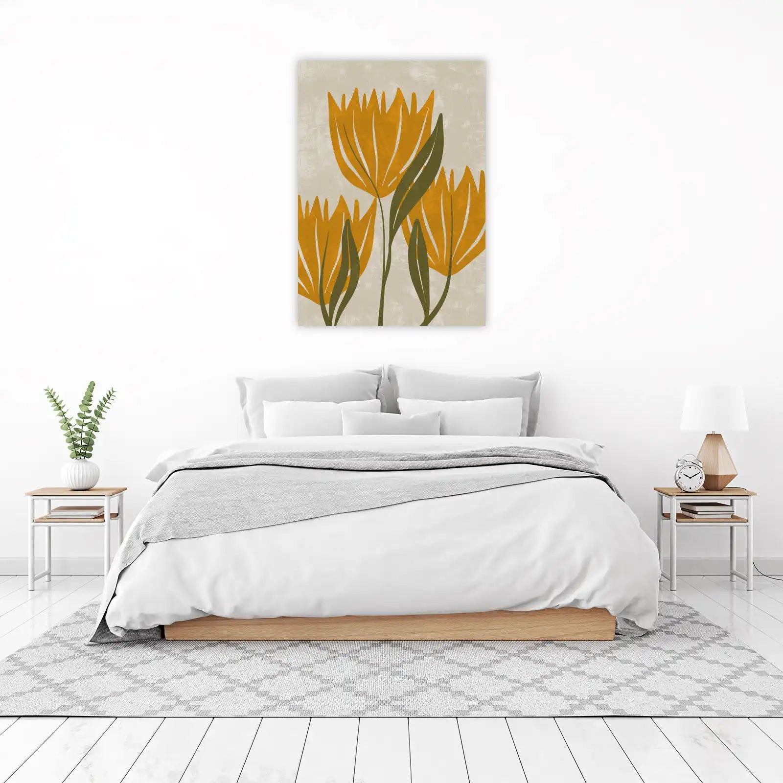 Golden Floral Boho Abstract Wall Art