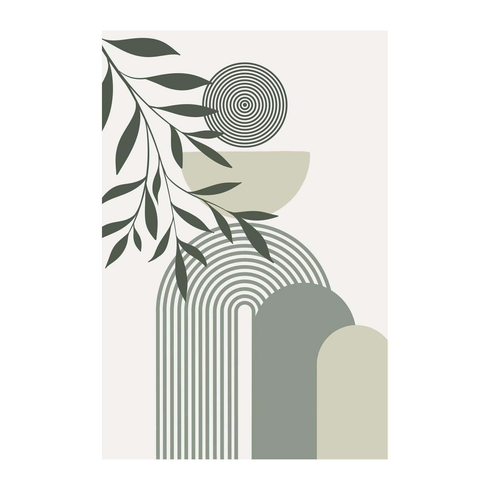 Boho Arch & Leaf Mid Century Modern Wall Art