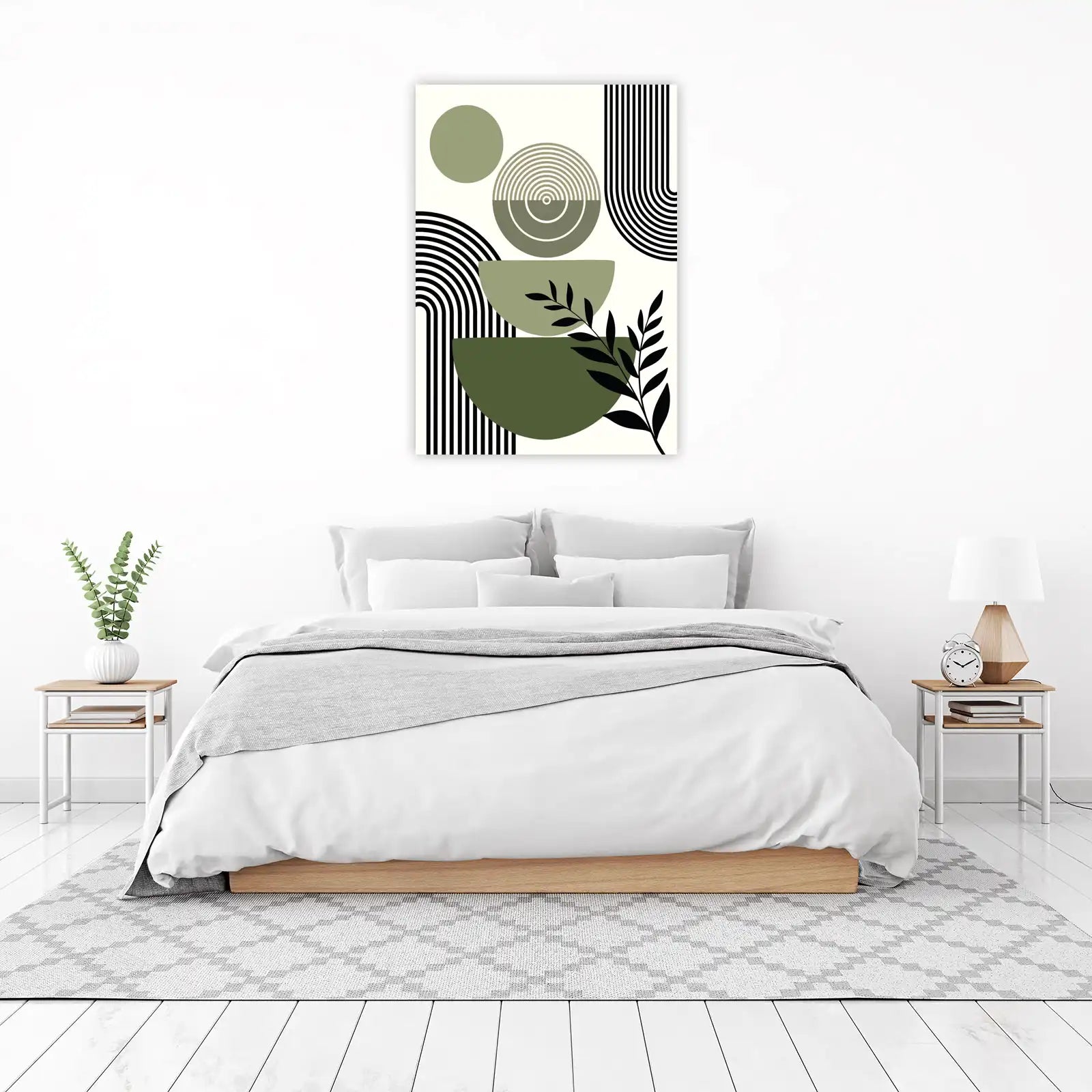 Modern Sage Abstract Circles & Arches Wall Art