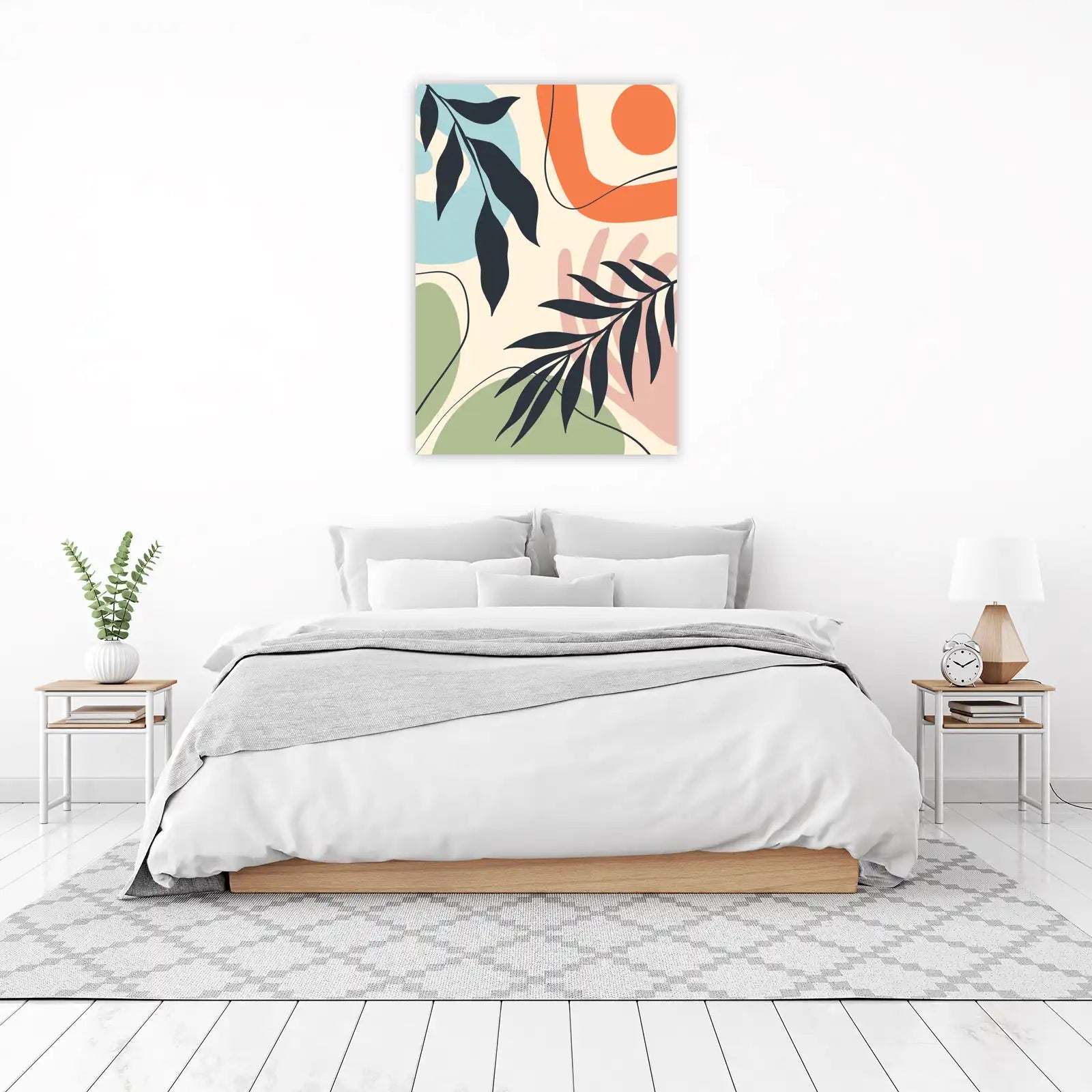 Boho Leaf Abstract Mid-Century Modern Wall Art