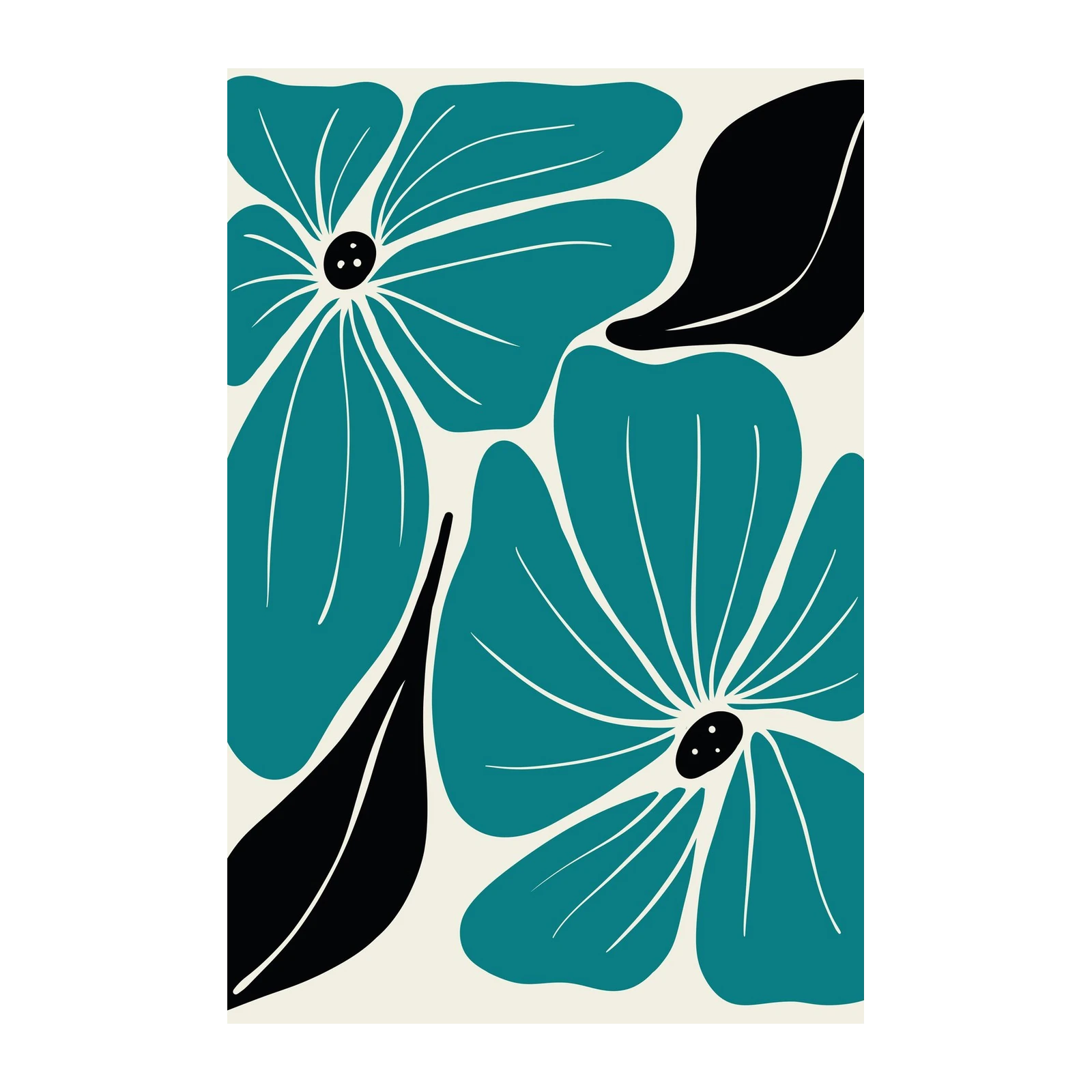 Modern Teal Floral Art Wall Art