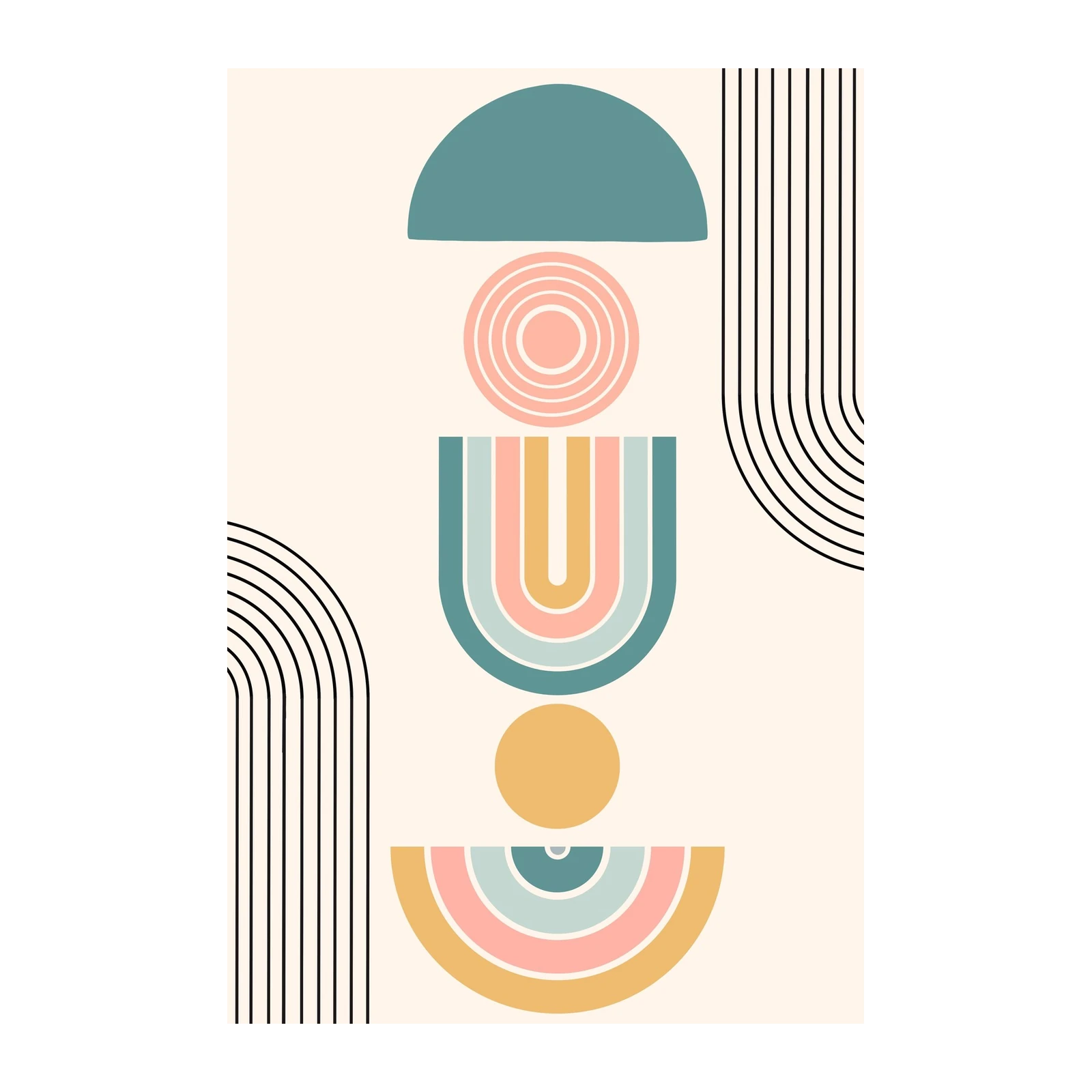 Boho Geometric Rainbow Wall Art
