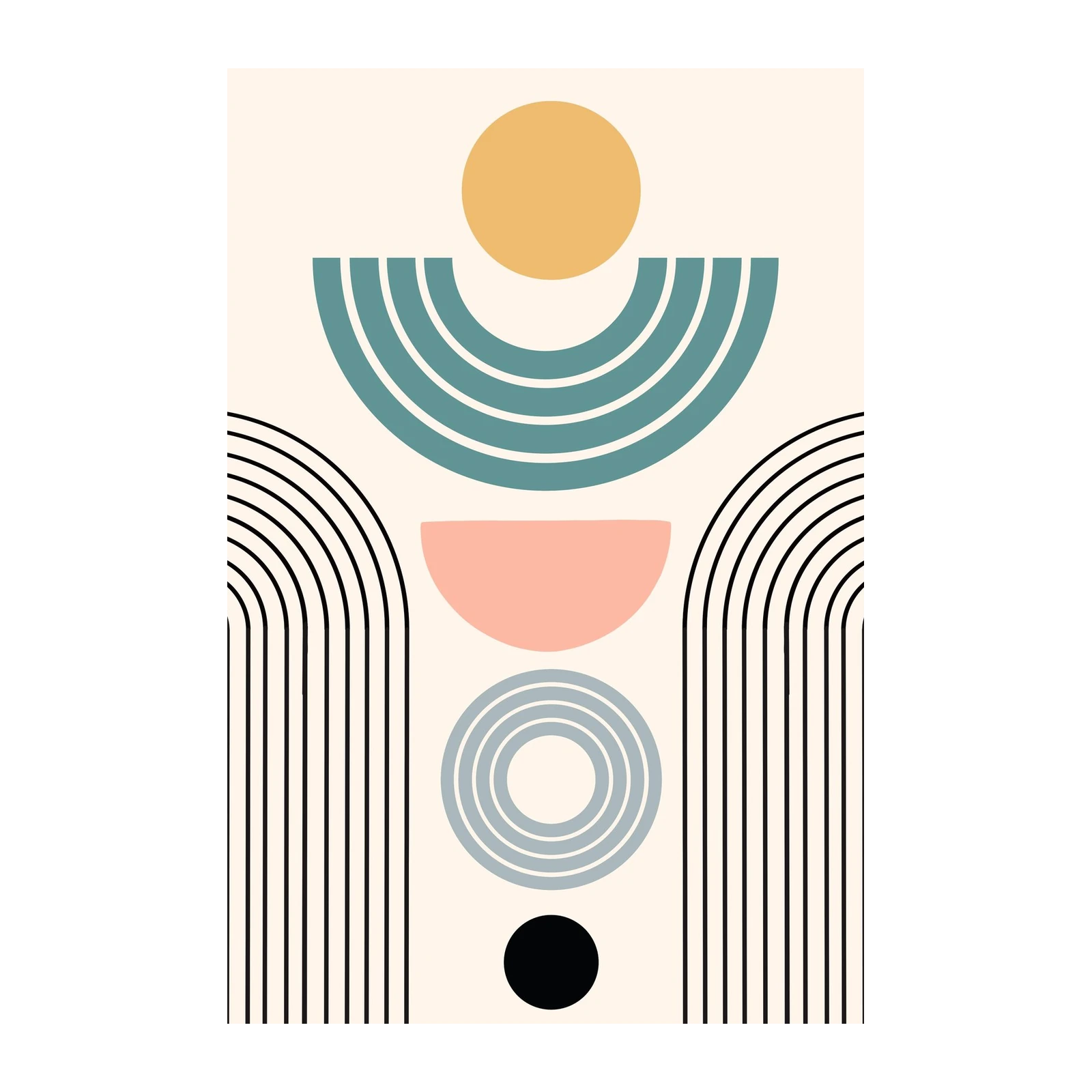 Mid-Century Geometric Arch Wall Art