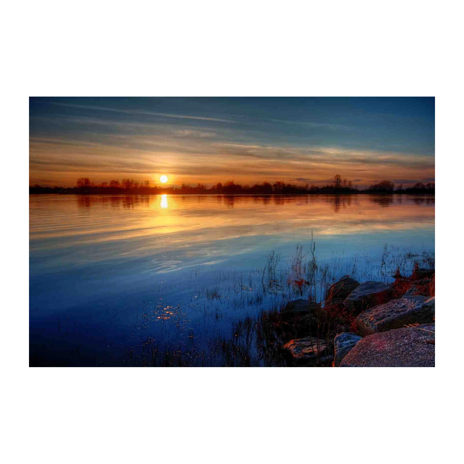 Serene Sunset Lake Reflection Wall Art