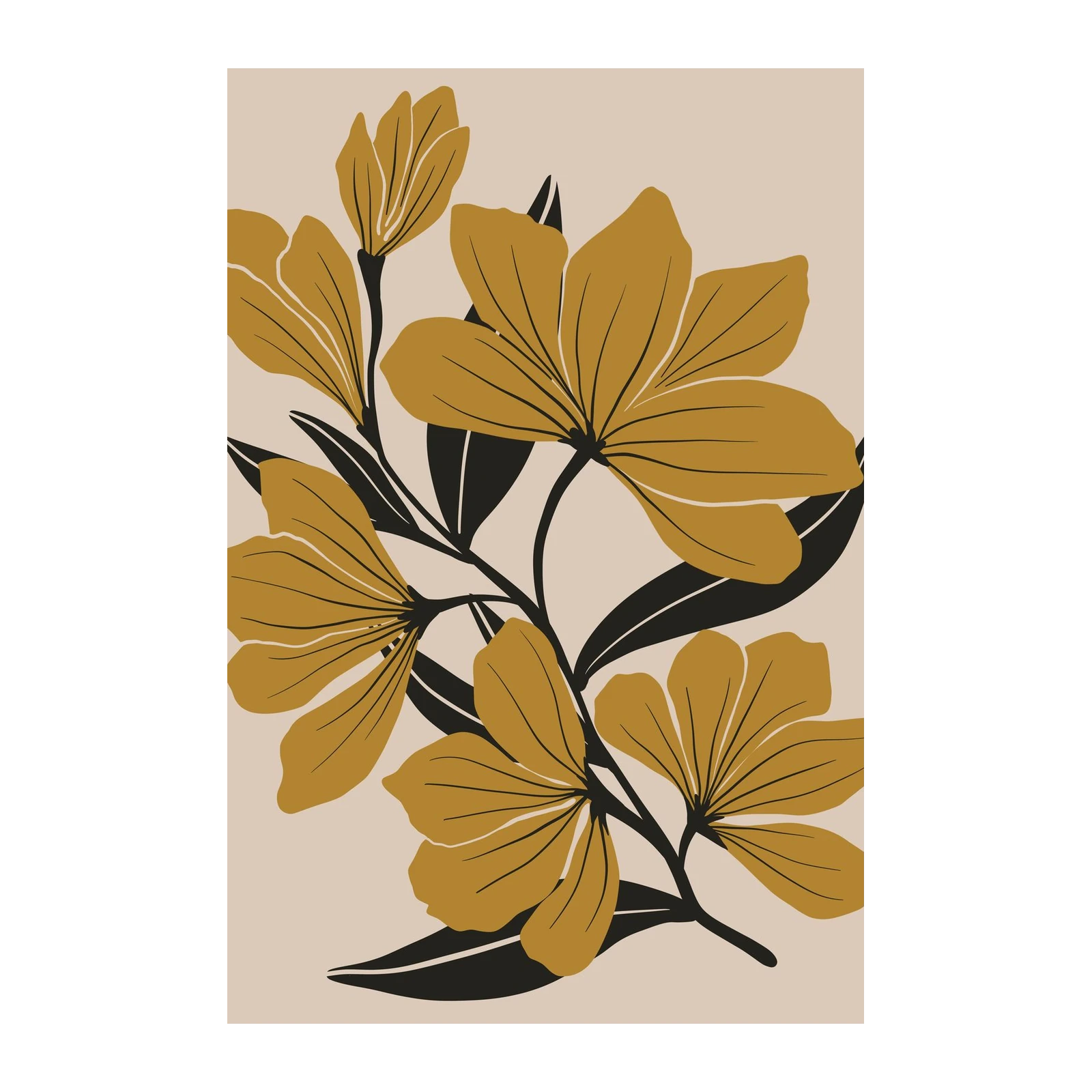 Golden Floral Botanical Wall Art Wall Art