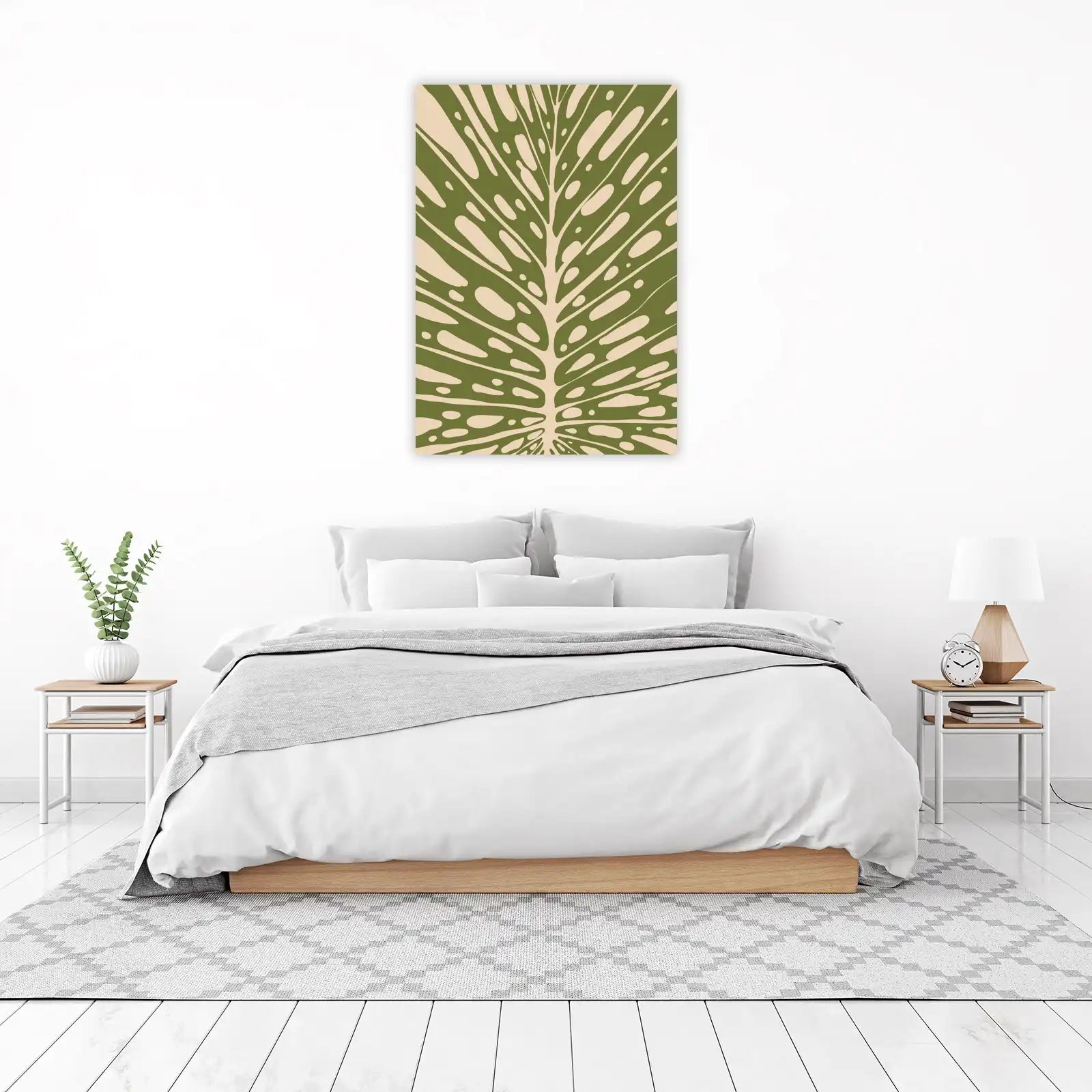 Minimalist Green Monstera Leaf Wall Art