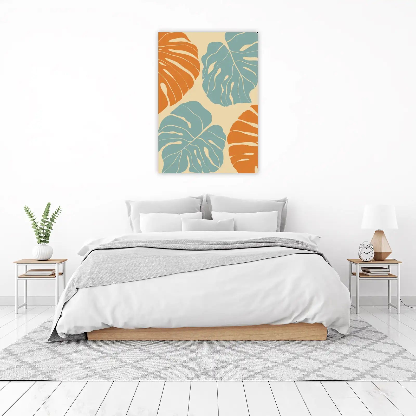 Boho Monstera Leaf Abstract Wall Art