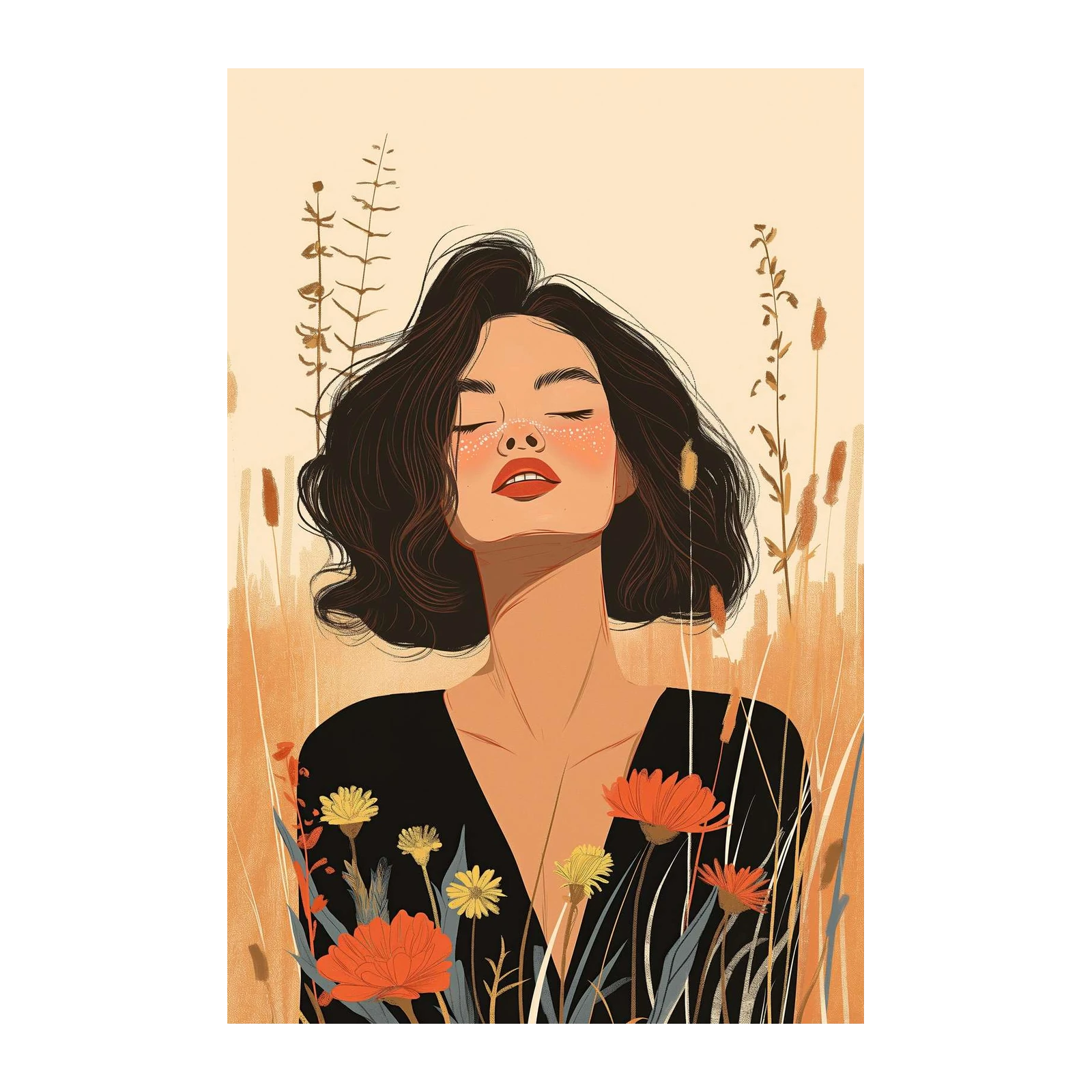 Bohemian Goddess in Meadow Wall Art