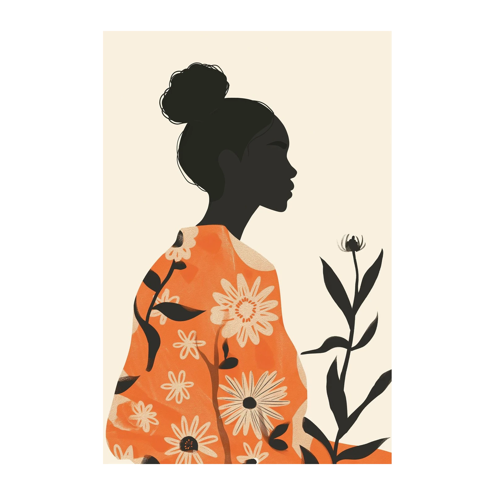 Serene Bloom Woman Portrait Wall Art