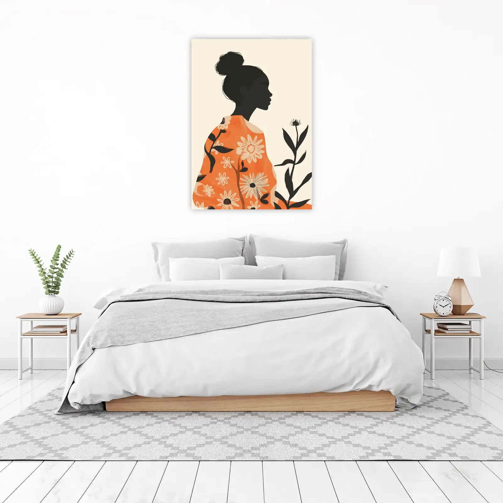 Serene Bloom Woman Portrait Wall Art
