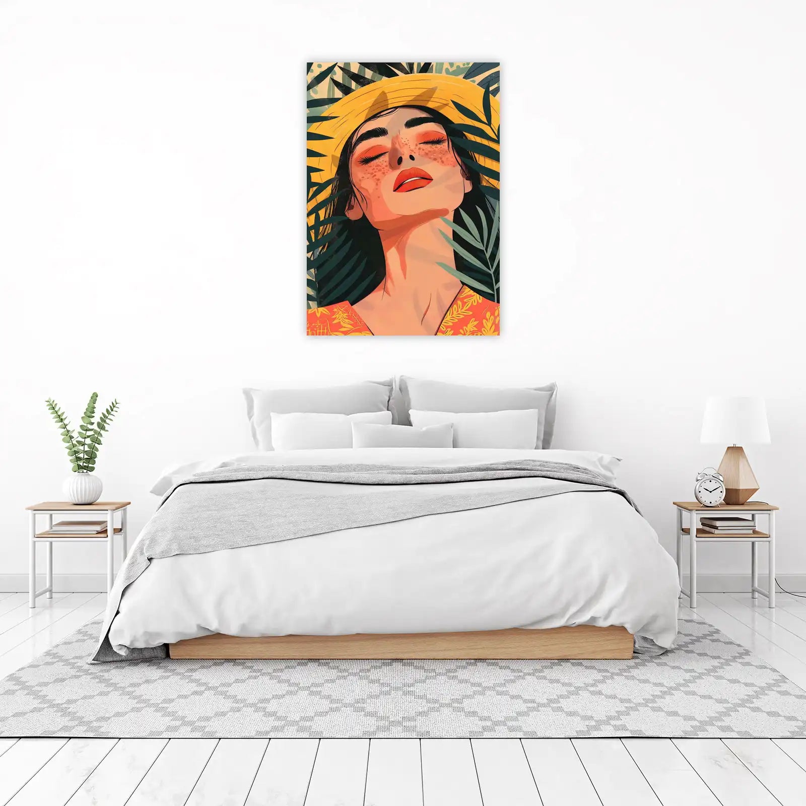 Serene Tropical Woman with Freckles Wall Art