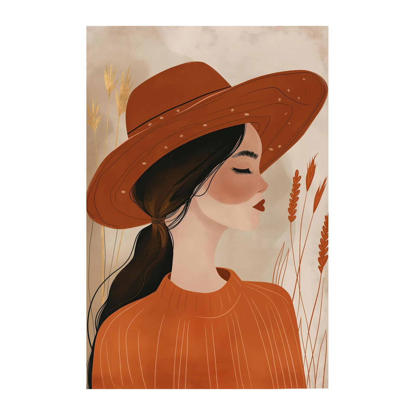 Bohemian Chic Woman Hat Wall Art