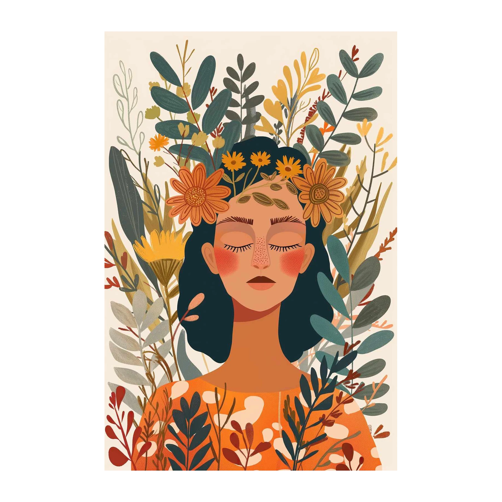 Serene Bloom Portrait Floral Art Wall Art