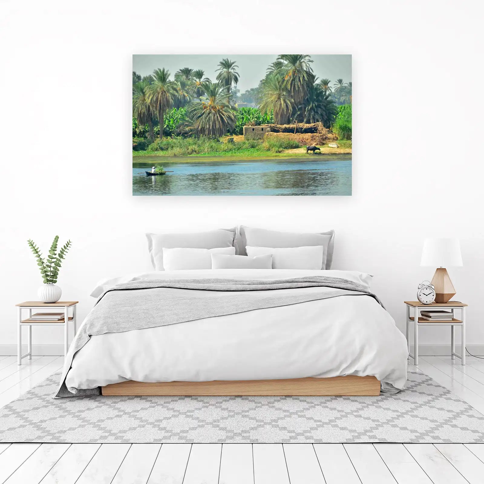 Nile River Oasis Palm Trees & Buffalo Wall Art