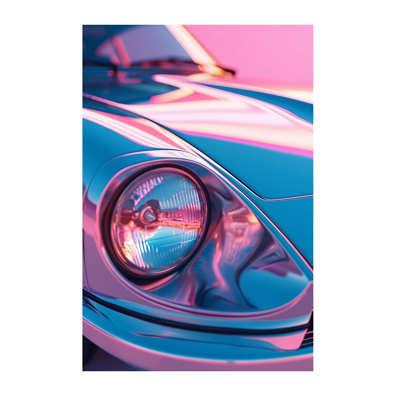Retro Car Headlight Neon Glow Wall Art
