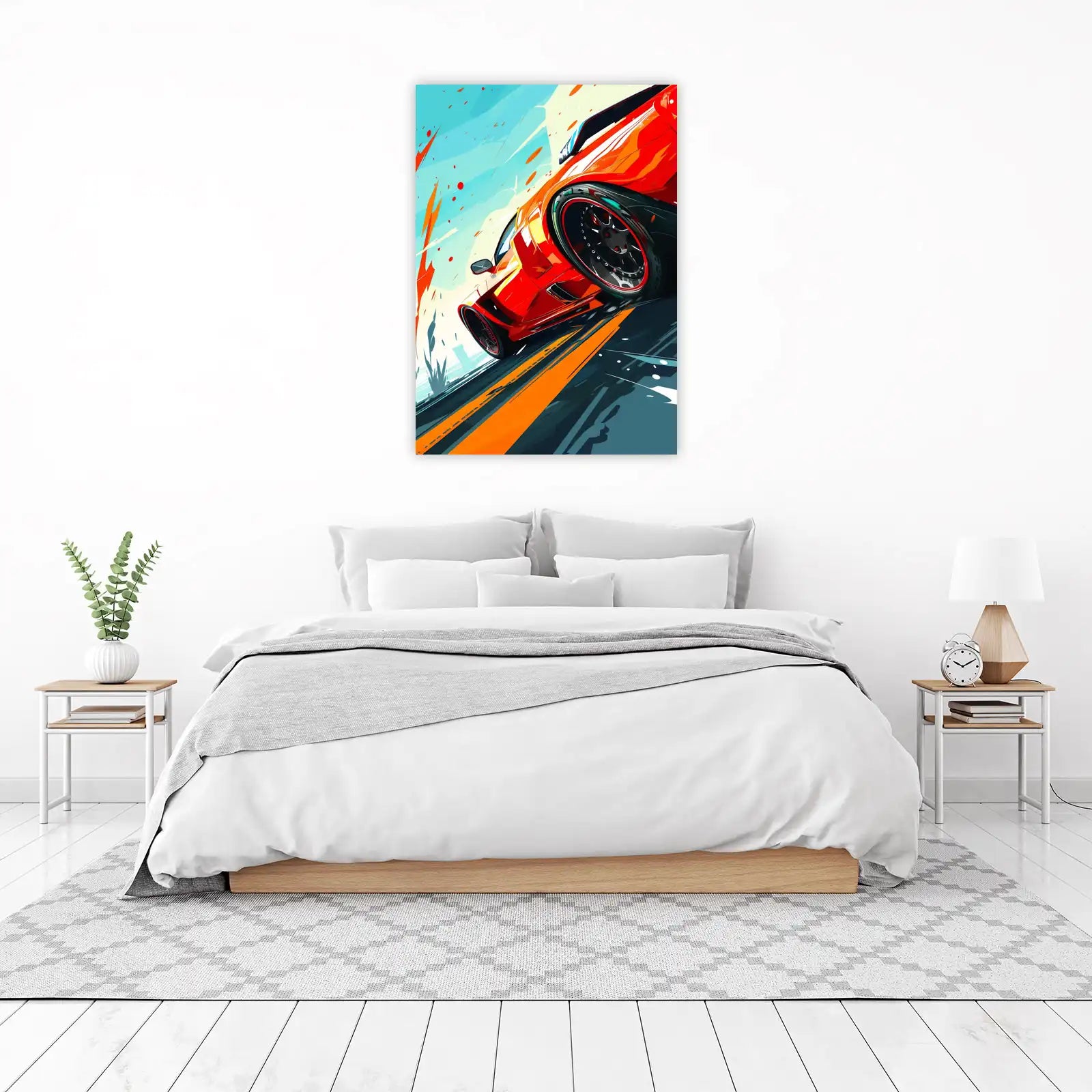 Dynamic Red Sports Car Speed Wall Art