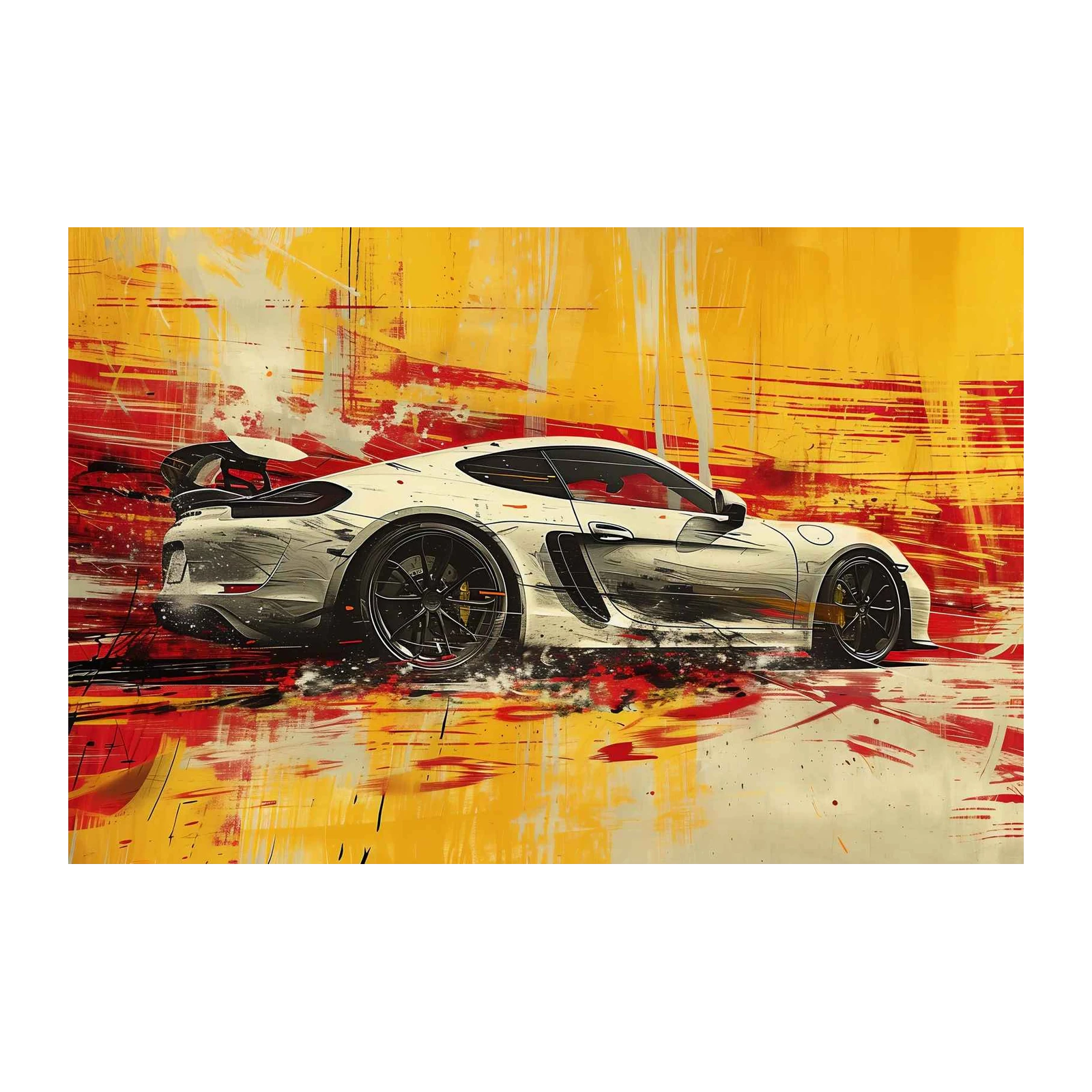 Dynamic White Sports Car Wall Art