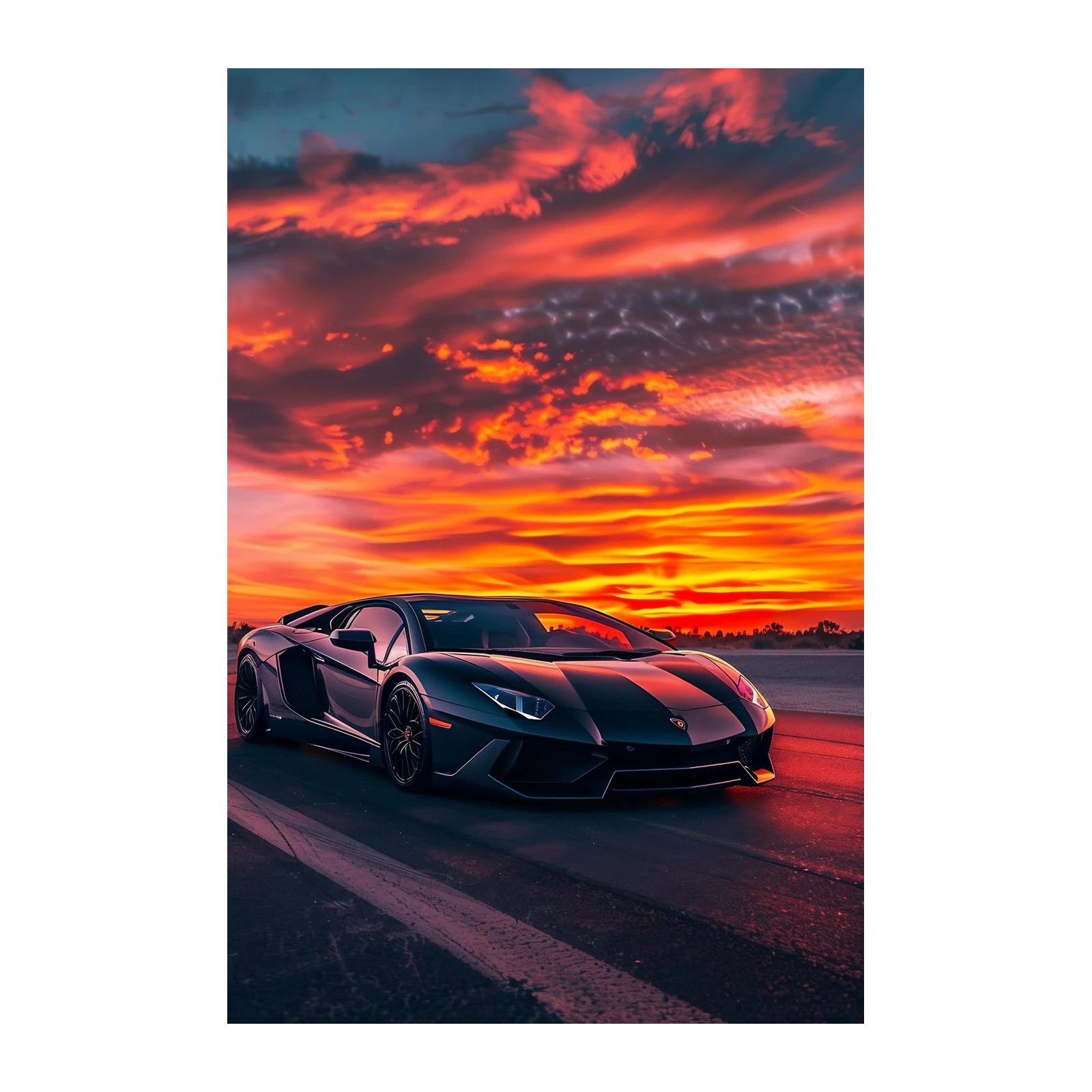 Luxury Sports Car Sunset Wall Art