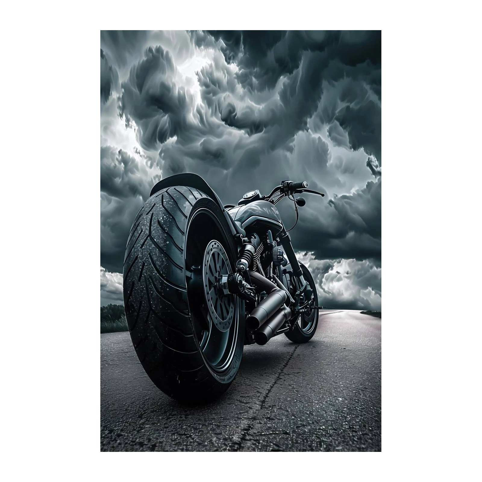Stormy Ride Chopper Motorcycle Wall Art