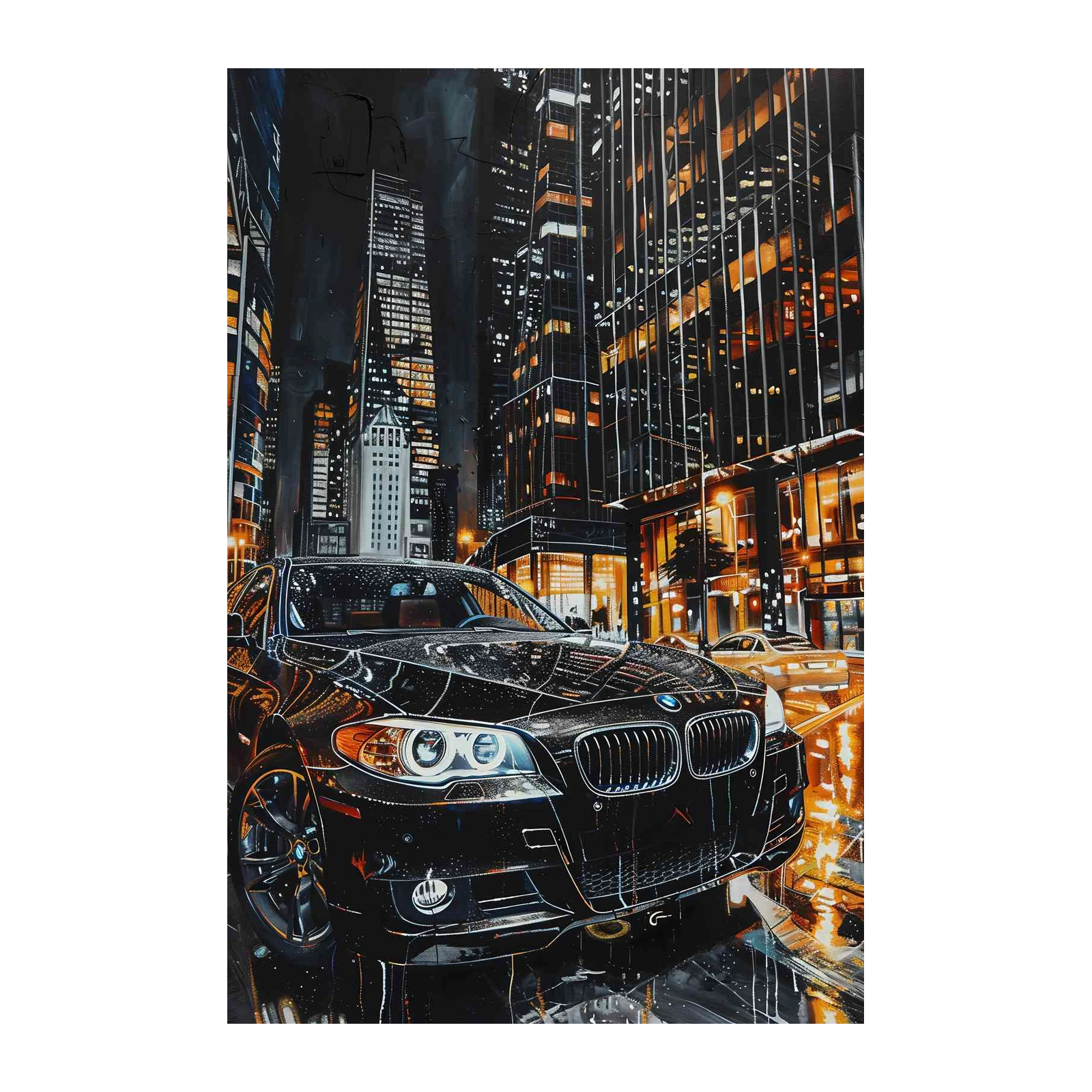 Luxury Night Drive Cityscape BMW Wall Art
