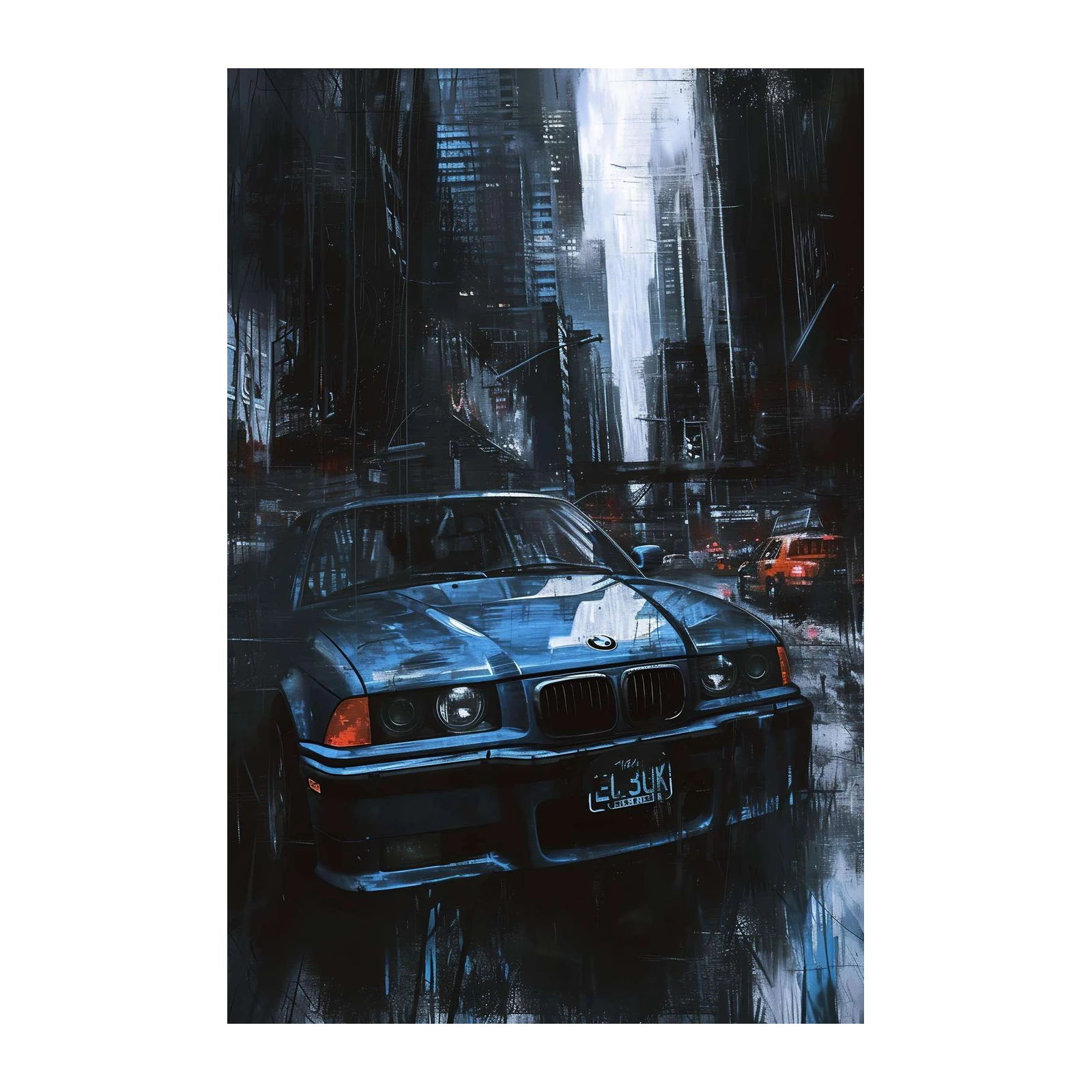 Urban Night Drive BMW E36 Wall Art