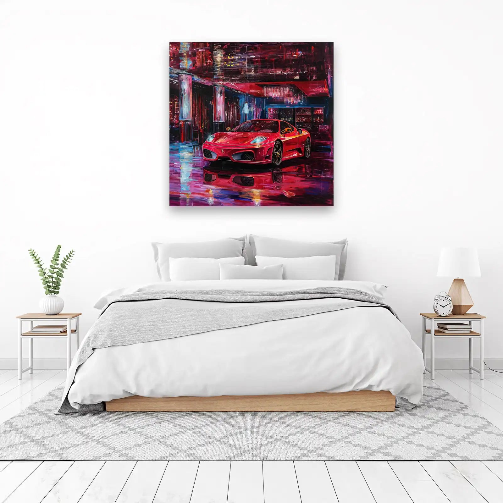 Luxury Red Sports Car Abstract Wall Art