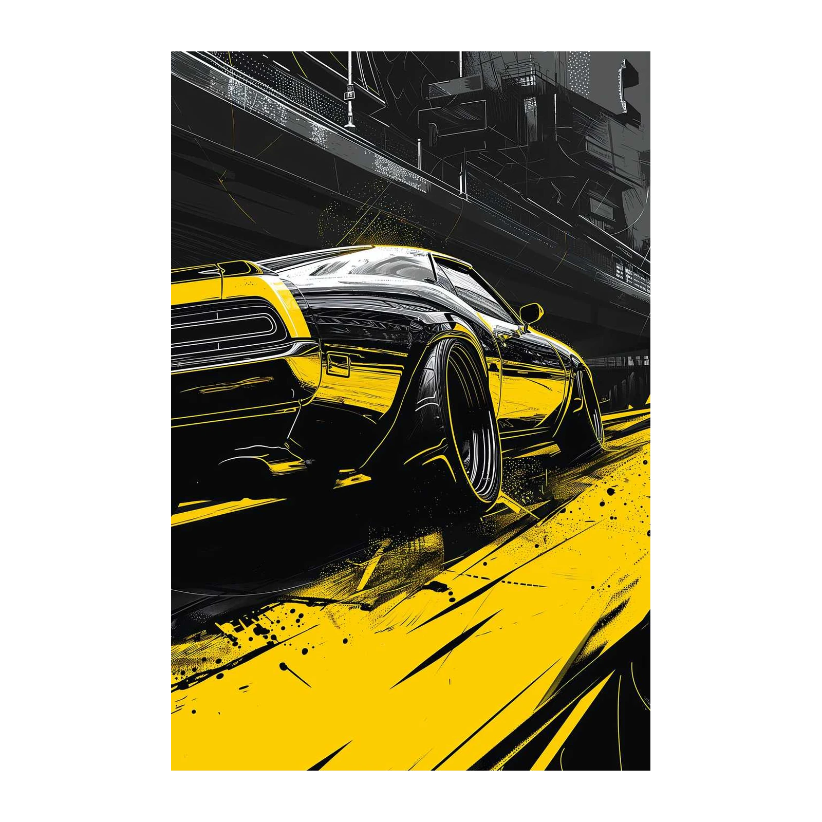 Vibrant Speedster Yellow Automotive Wall Art
