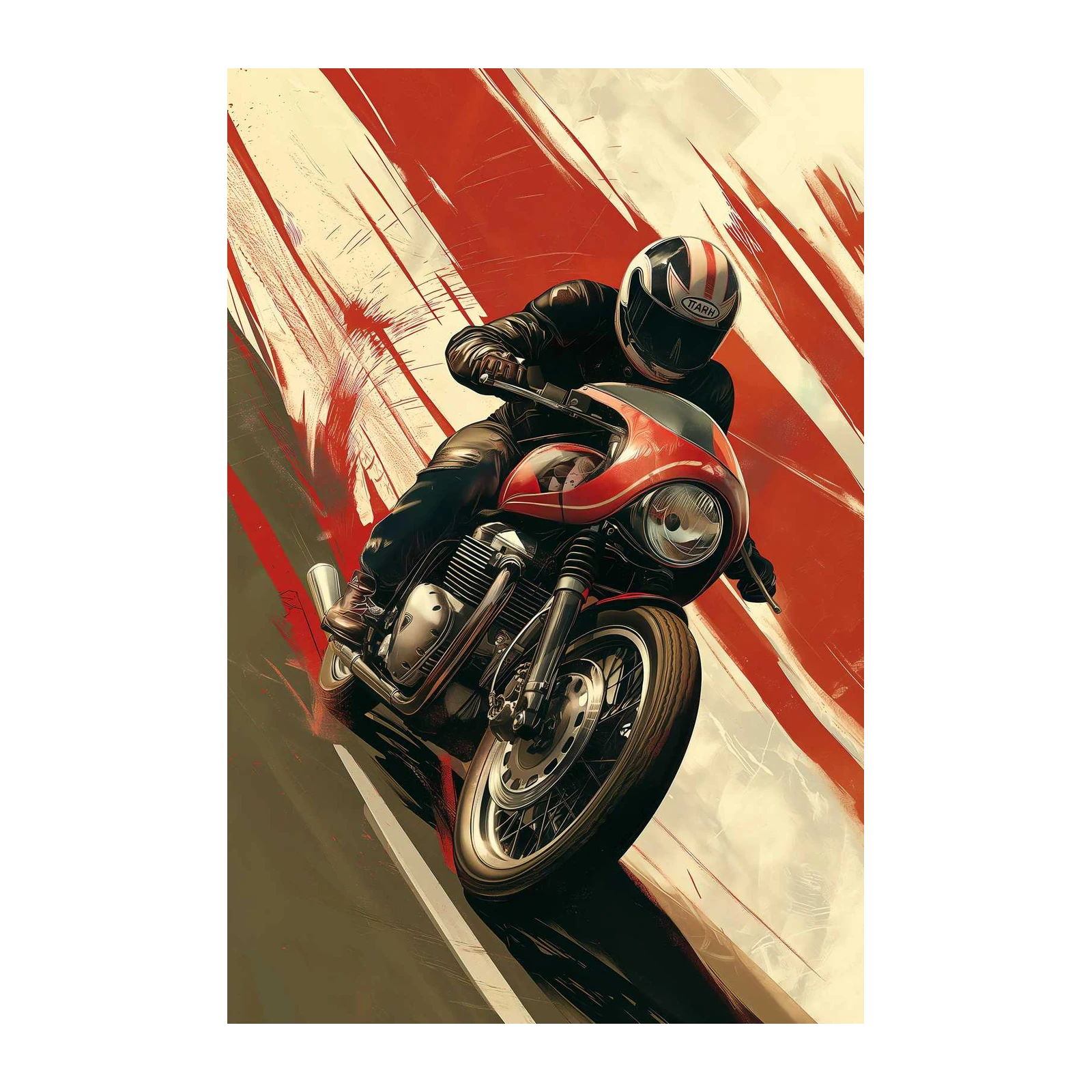 Dynamic Motorcycle Racer Wall Art